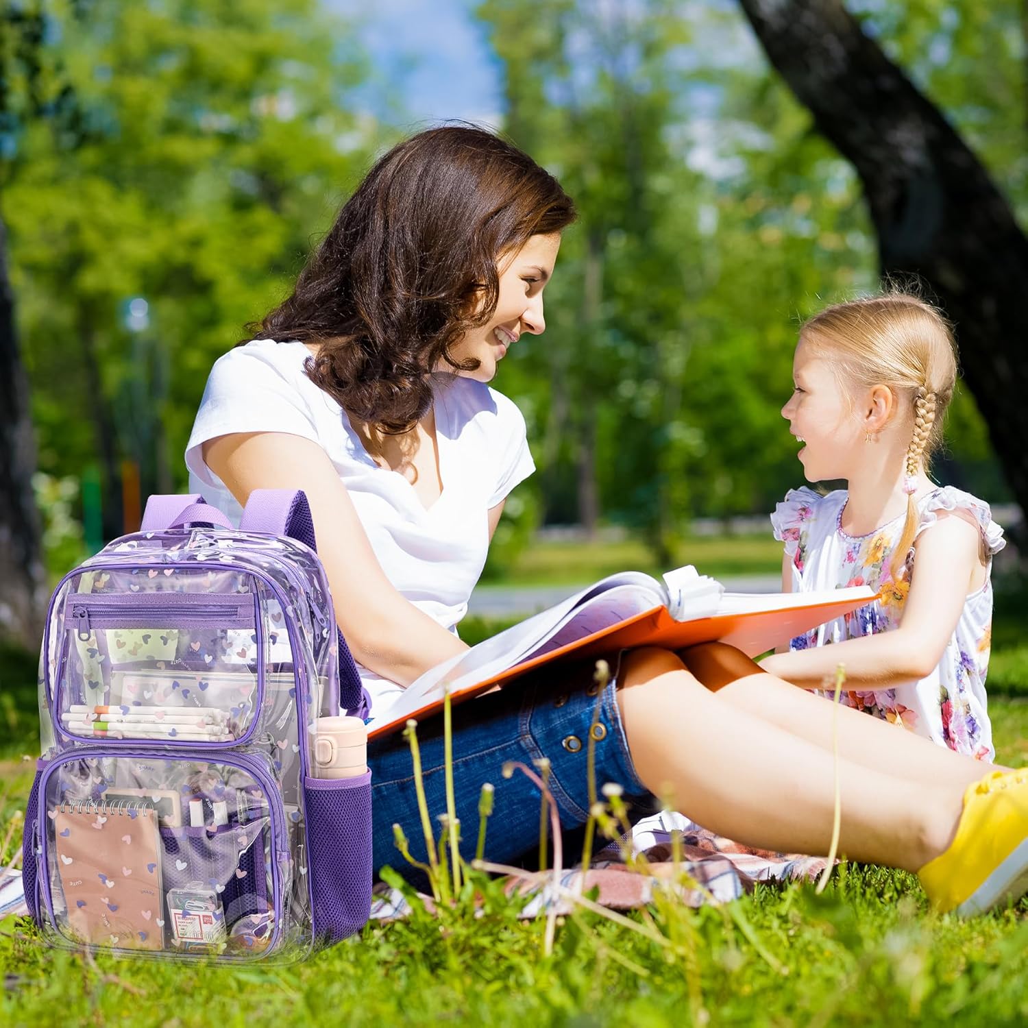 Transparent Bag - Purple Clear Backpack for School and Stadium Events, Suitable for Girls and Boys - Image 8