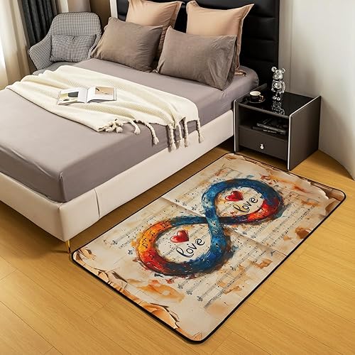 Miniatura 5 de Alfombra de área con temática musical de 5 x 7 pulgadas, diseño vintage de símbolo infinito, para niños, niñas, niños, feliz día de San Valentín,