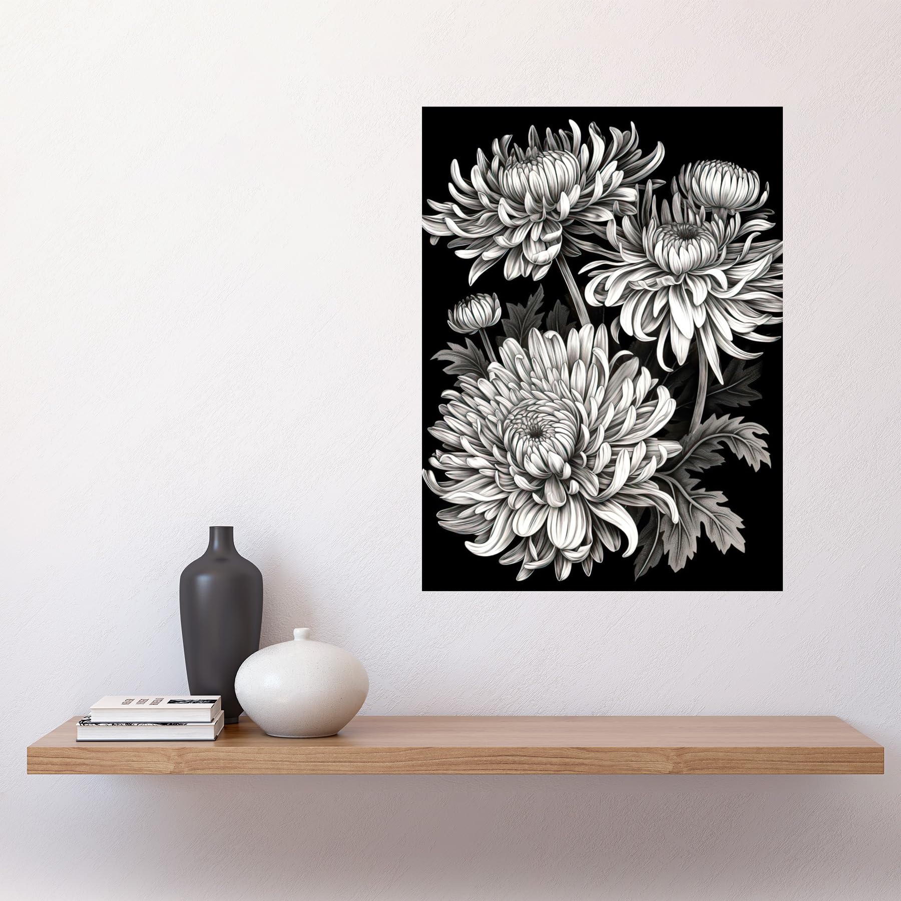 Amazon.com: Artery8 Detailed Black and White Chrysanthemum Flowers