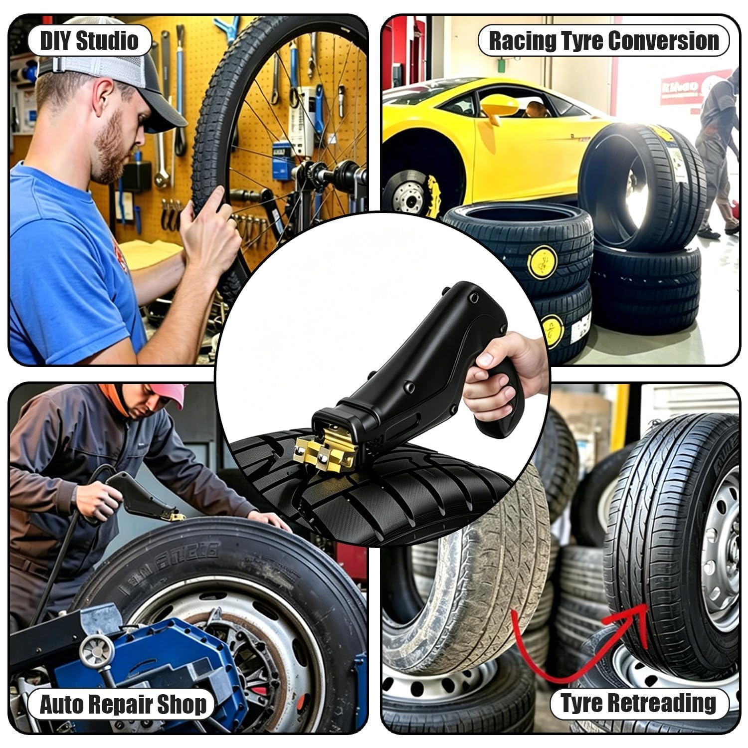 Machine à rainurer les pneus, outil électrique de rainurage du caoutchouc à vitesse réglable, rainureuse portable, 20 têtes de coupe, largeur de 2 à 10 mm, profondeur de 9 à 14 mm