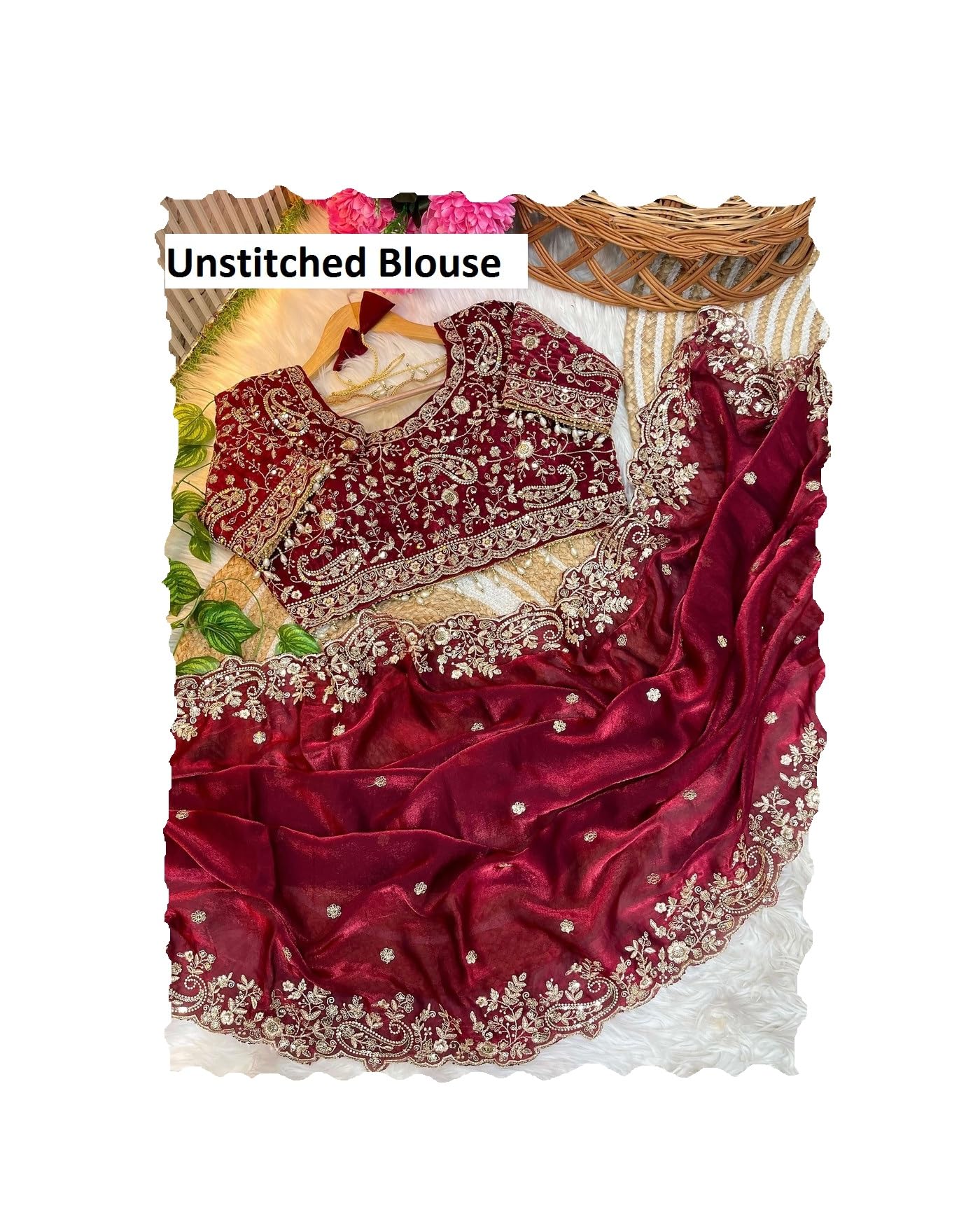 Women's Jimmii chu Satin Embroidered Saree Mango Saree-ABC-FS-picture-11