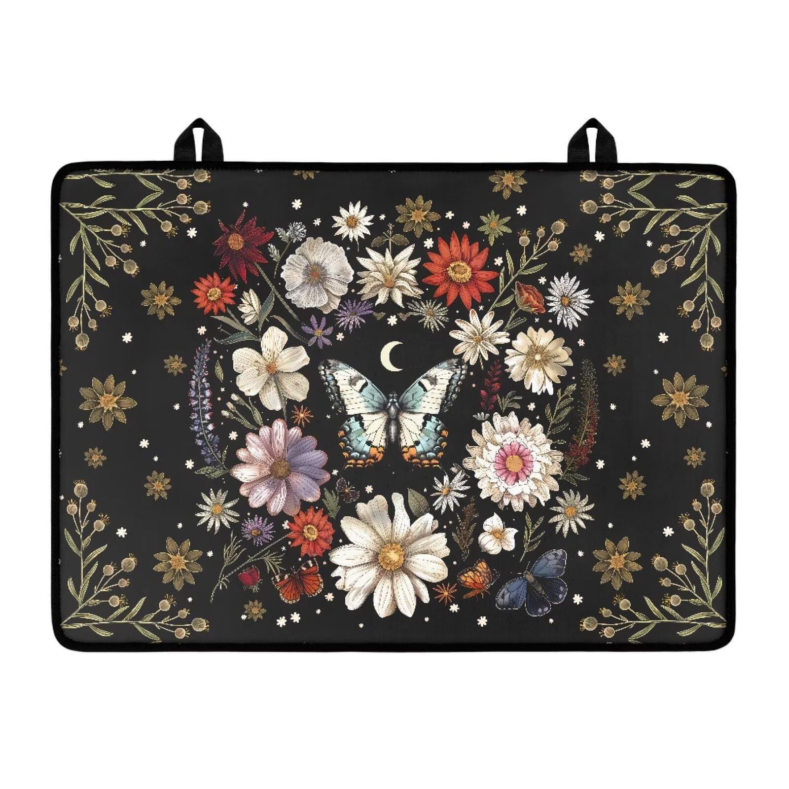 Buttefly Stove Cover, Heat Resistant Silicone Stove Cover Mat, Retro Flower Gas Burners Protector, Non-slip Waterproof Mat for Glass Stovetop Protector, Heat Proof Rectangle Mat
