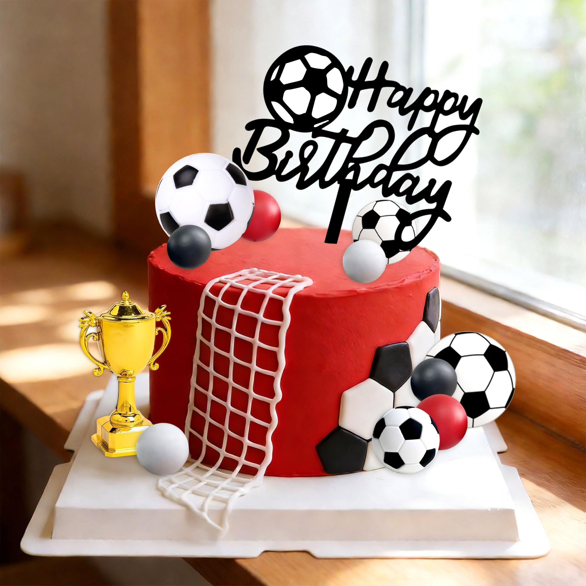 Soccer Cake Topper Soccer Ball Player Cake Decorations Football Birthday Cake Decoration for Men Soccer Sport Theme Birthday Party Supplies - Image 6