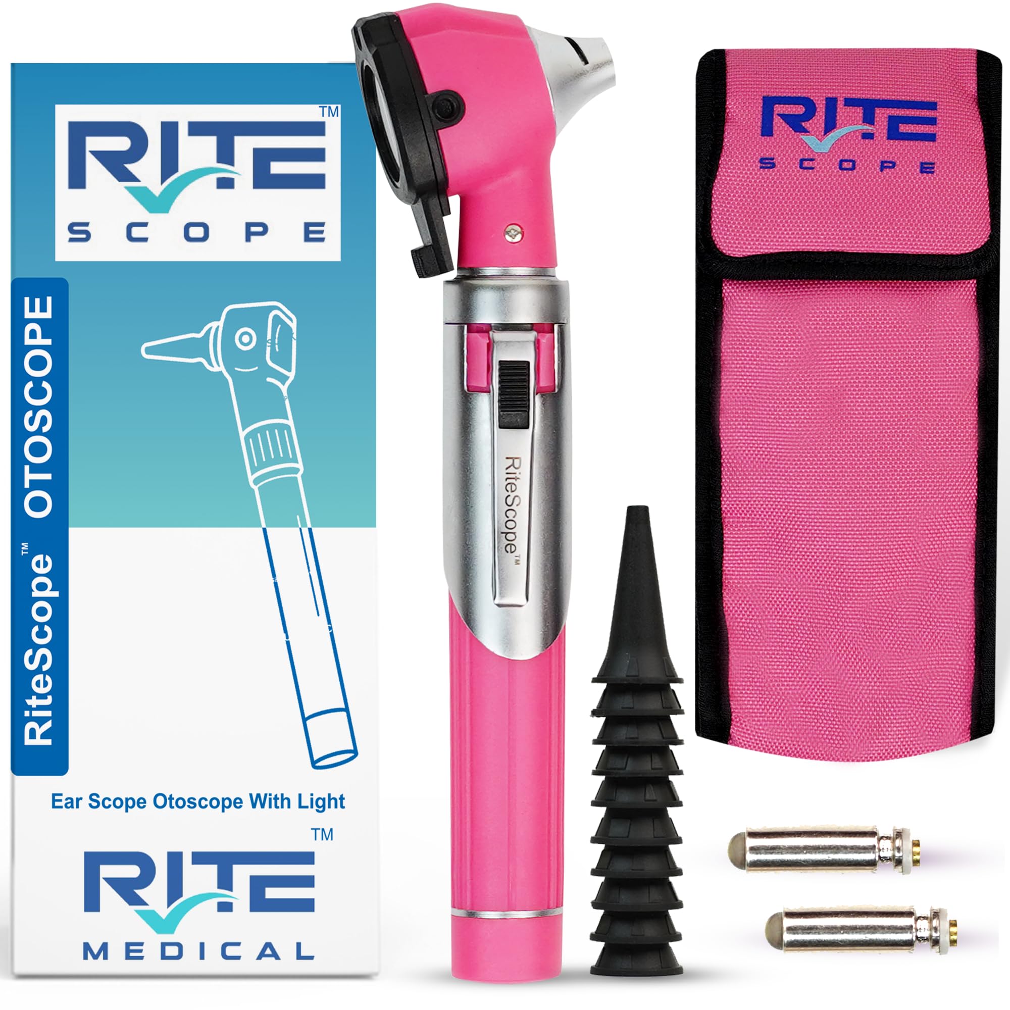 Otoscope with Light - Complete Set of Ear Scope for Examination at Home - Ear Infection Detector - Pink