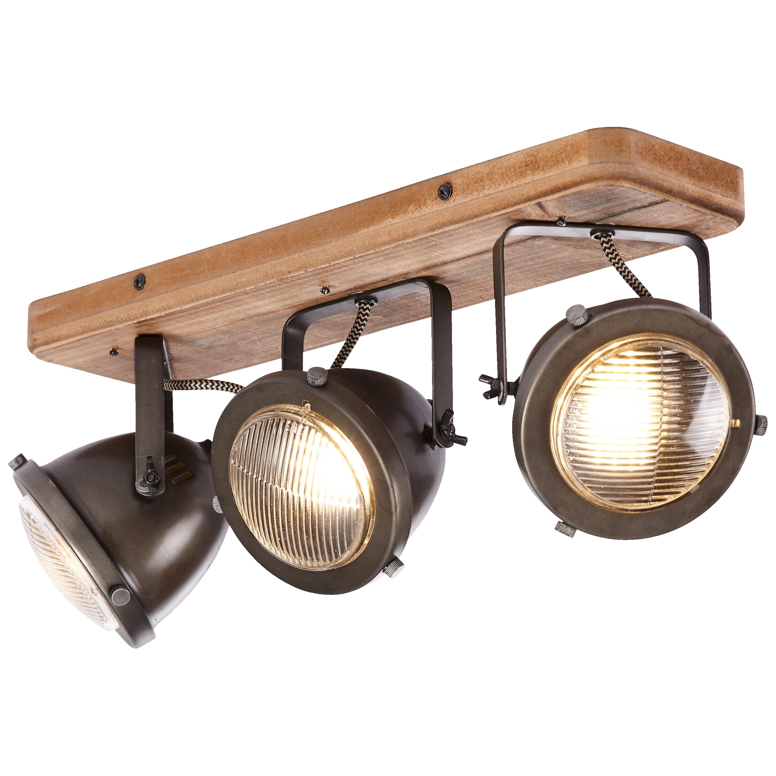 Lightbox Deckenstrahler 3-flammig, Vintage-Look, E27 Leuchte | Schwenkbare Spots fürs Wohnzimmer, Schlafzimmer und den Flur, nostalgischer Charme fürs Zuhause