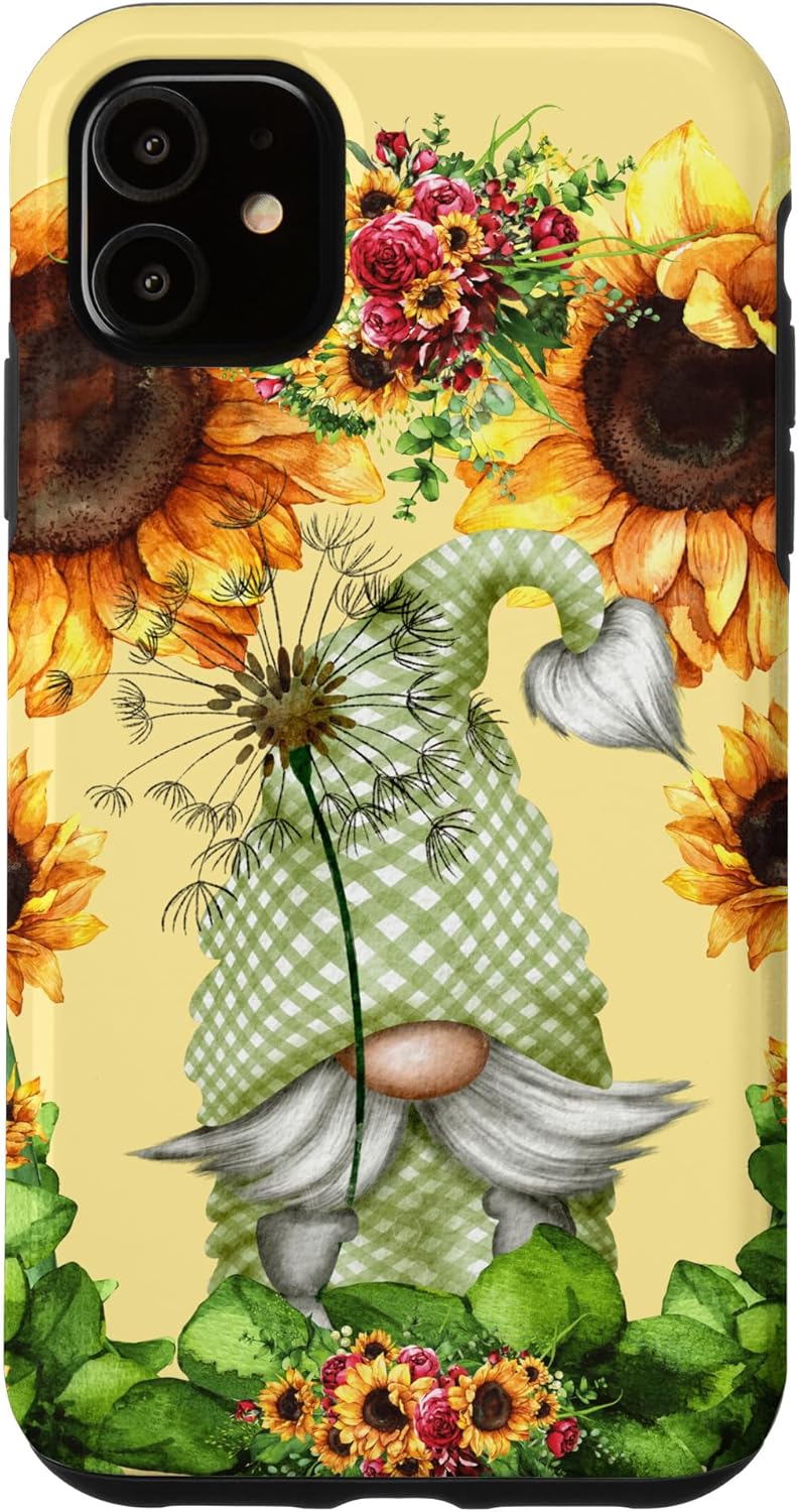 Floral Sunflower Motif For Dandelion Lovers And Summer Gnome Case for iPhone XR