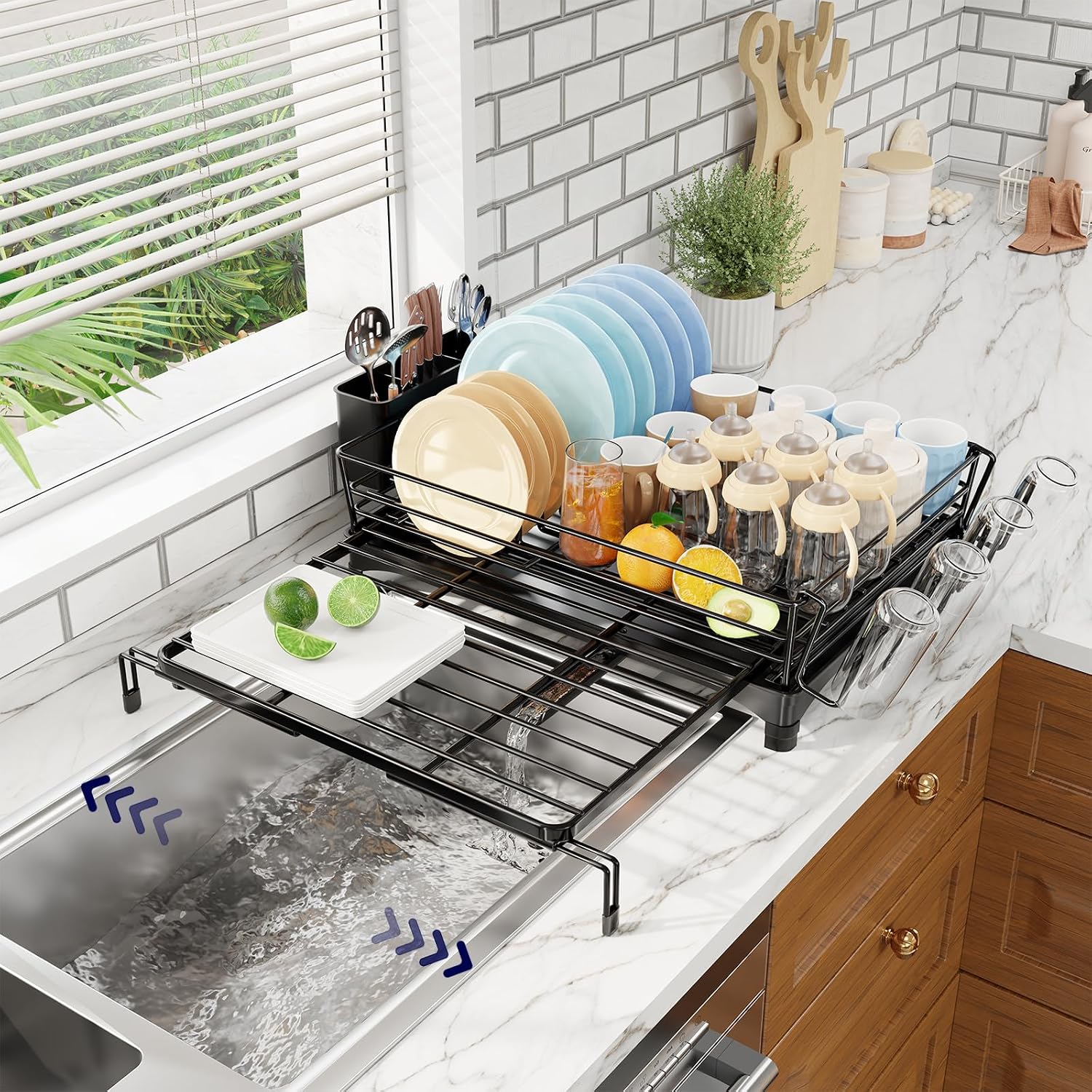  Dish Drying Rack for Kitchen Counter, 11.7" x 16.5", Black