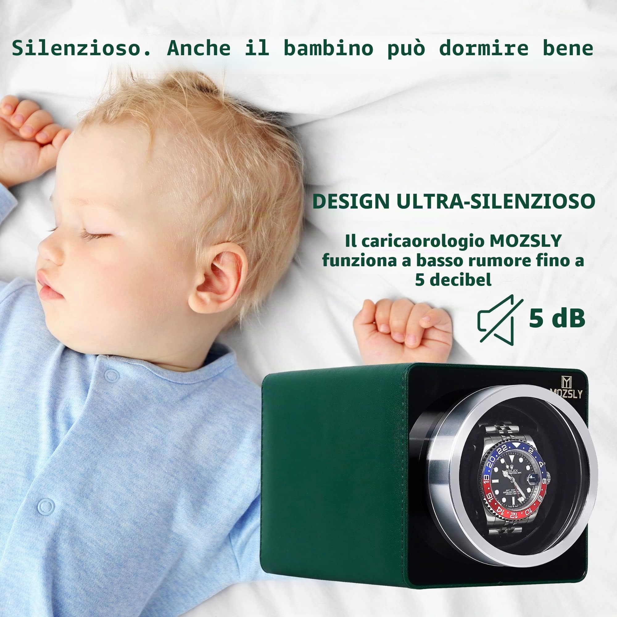 MOZSLY Carica per orologi per orologi automatici con motore silenzioso 12 impostazione della modalità di rotazione in pelle nera