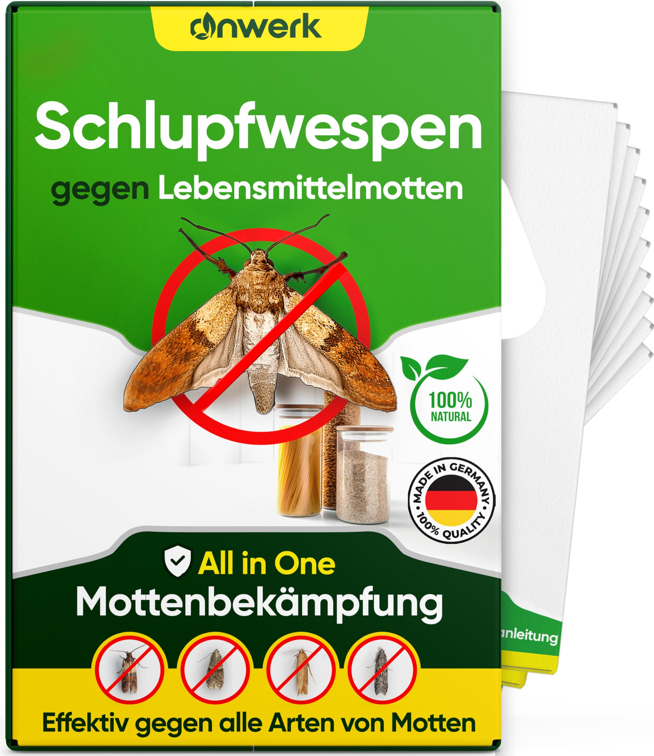 anwerk® Schlupfwespen gegen Lebensmittelmotten - Karten à 4 Lieferungen - Effektiv Lebensmittel Motten bekämpfen - Alternative zur Mottenfalle, Mottenspray, Pheromonfalle