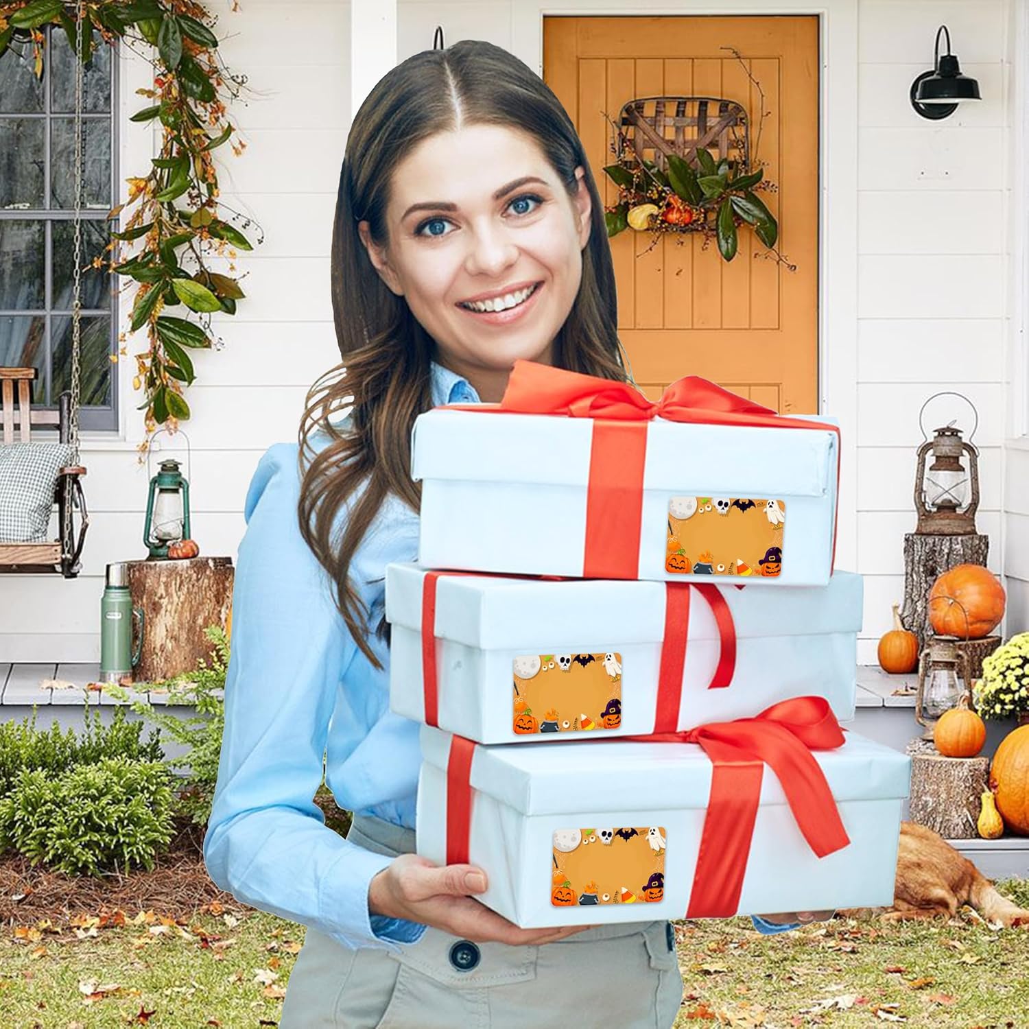 180 PCS Halloween Name Tag Stickers Gifts Tags Sticker, Self Adhesive Halloween Pumpkin Ghost Gift Stickers Wrap Labels Name Sticker for Presents Holiday Party Supplies Decorations - Image 5