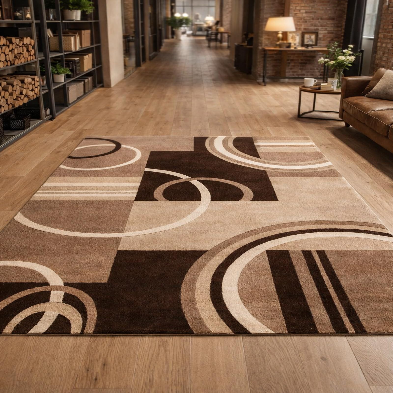 Tapis de salon lavable au design géométrique pour réchauffer la chambre