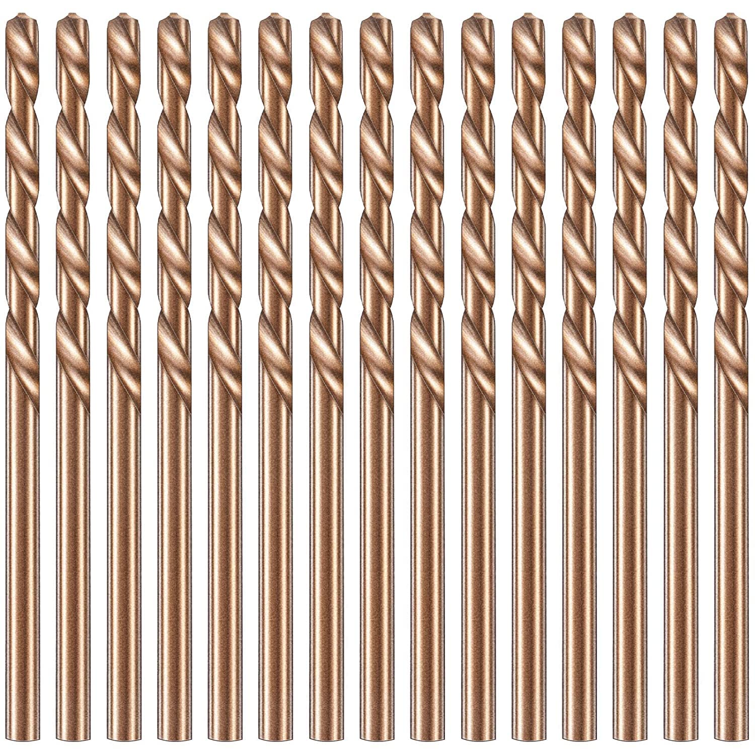 Auniwaig 2.5mm HSS Straight Shank Cobalt Twist Drill Bit-Jobber Length Fully Ground Straight Shank – 5% Cobalt M35 Grade, Champagne for Stainless
