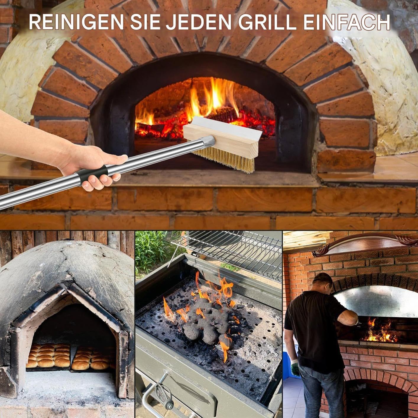 Limpiador De Piedra Pizza Rascador Limpiador Accesorio Suministro De Cocina | Cepillo Para Parrilla Horno Pizza 149 Cm para Casa Cocina Restaurante Barbacoa