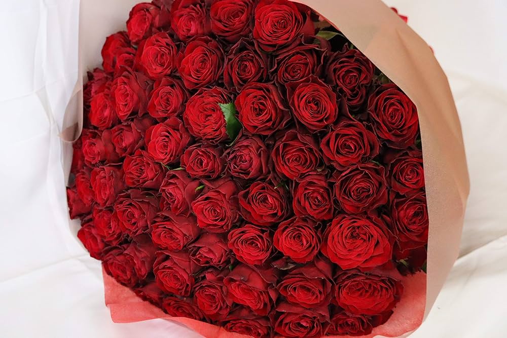 Amazon｜PURIZA 生花 花束 本数選べる 赤いバラ 赤バラ 高級薔薇