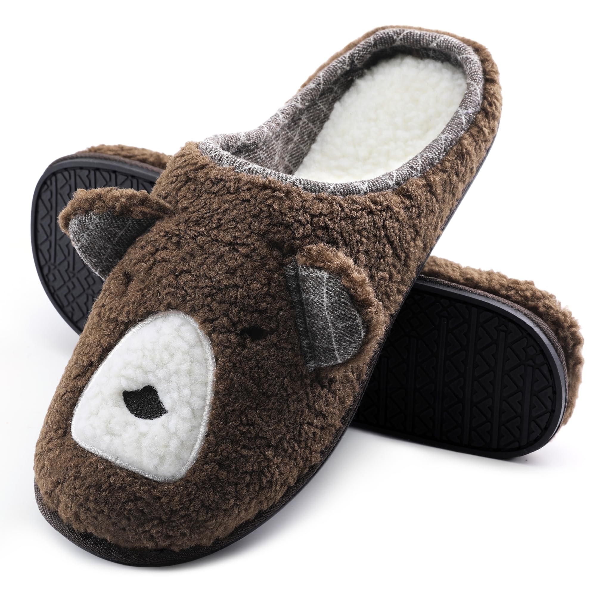 NHU Mens Cozy Memory Foam House Slippers Indoor Outdoor Non-Slip Durable Outsole