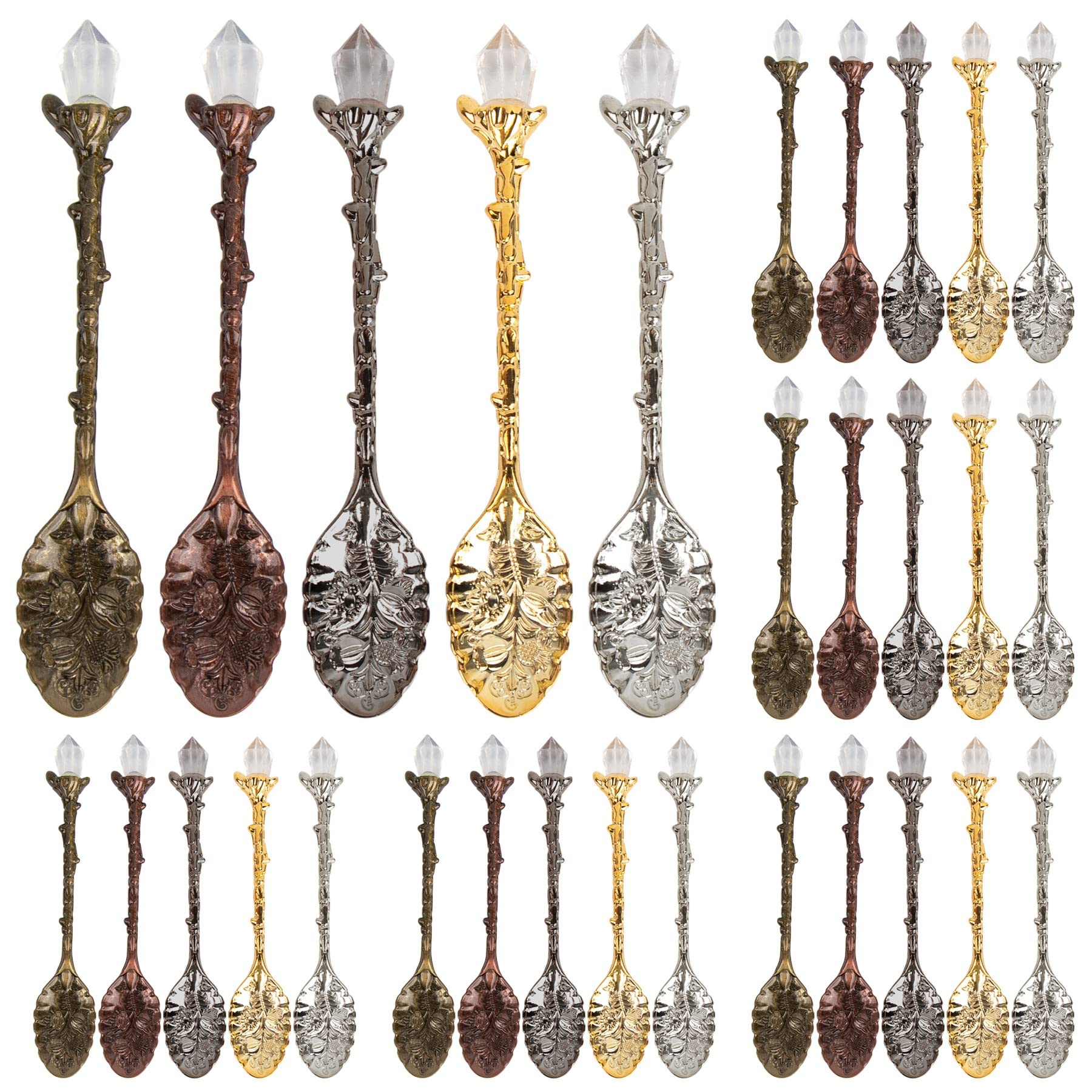 AUEAR, Juego de 50 cucharas de cristal vintage talladas para café y té para el hogar, oficina, suministros de fiesta