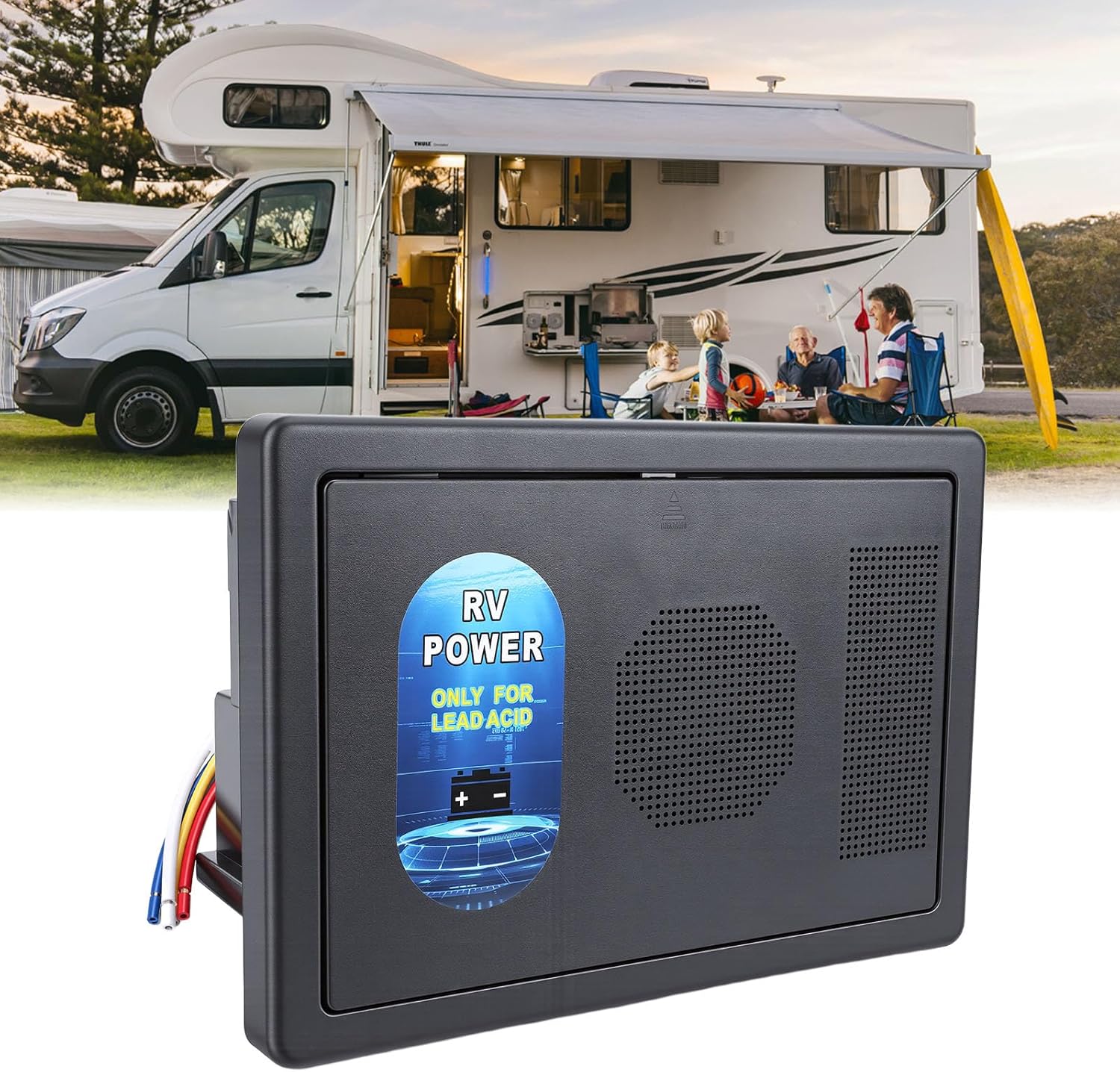 RV Power Converter, WF-8735-AD Automatic Detection 105-130VAC Input 35A DC Output 30 A Power Center, for Travel Trailer