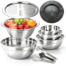 Stainless Steel Mixing Bowls with Lids and Colander Set