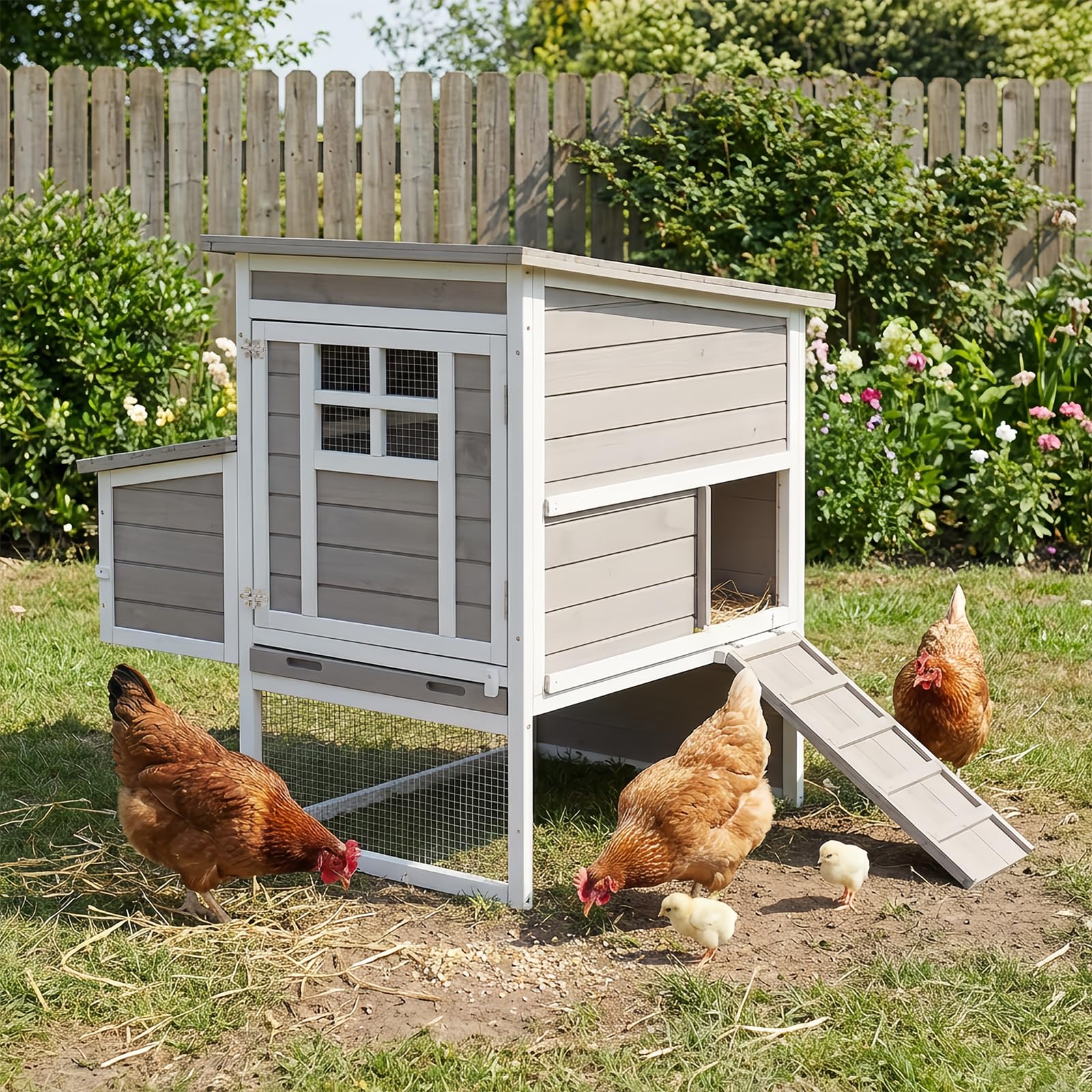 Ketive Outdoor Chicken Coop for 2-4 Chickens, improve 2-Tier Hen House