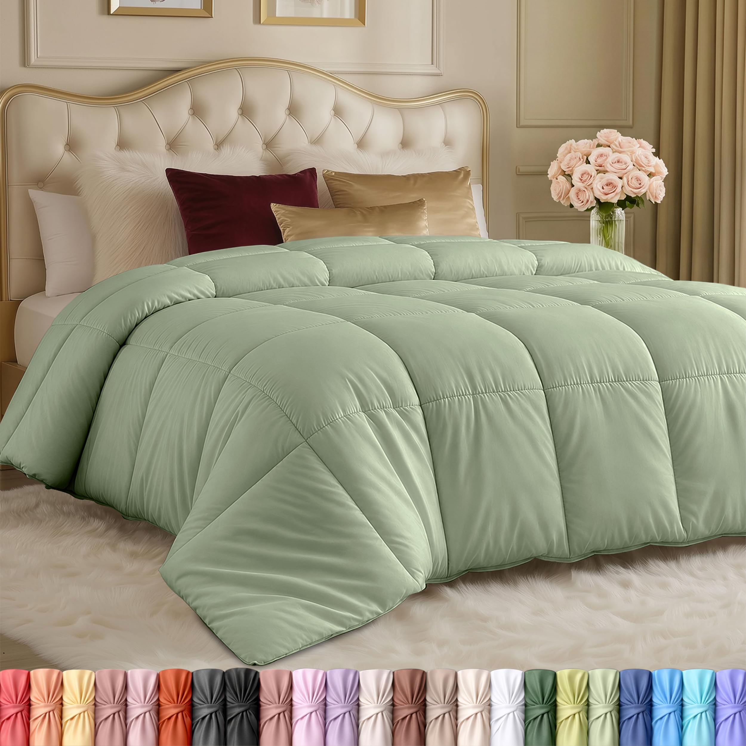 Utopia Bedding Duvet Insert, Comforters Queen Size 88 x 88 in, Sage Green