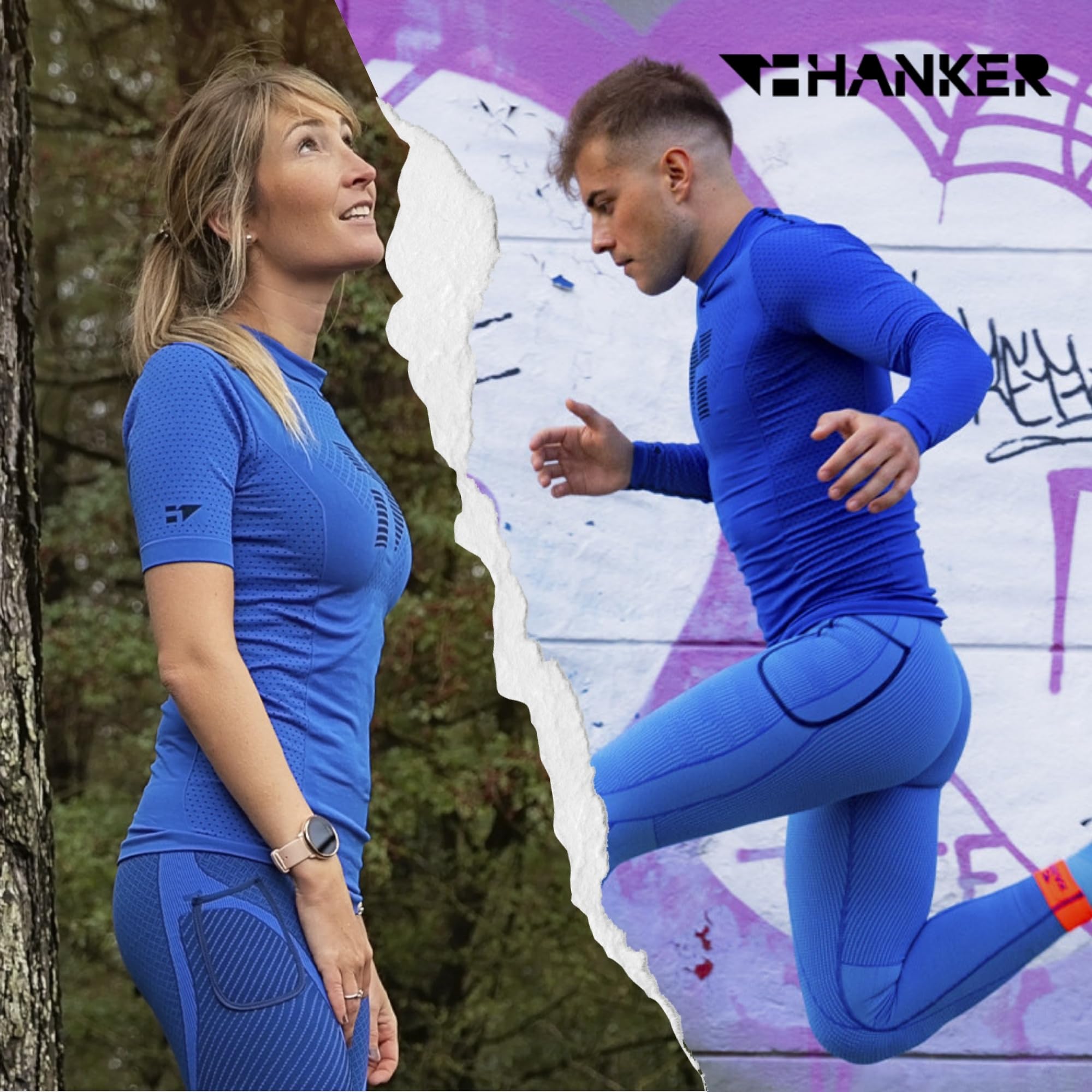 HANKER Kompressions-Shorts für Herren mit thermoregulierendem Gewebe, großen Taschen und flachen Nähten, ideal für Laufen und Trailrunnen