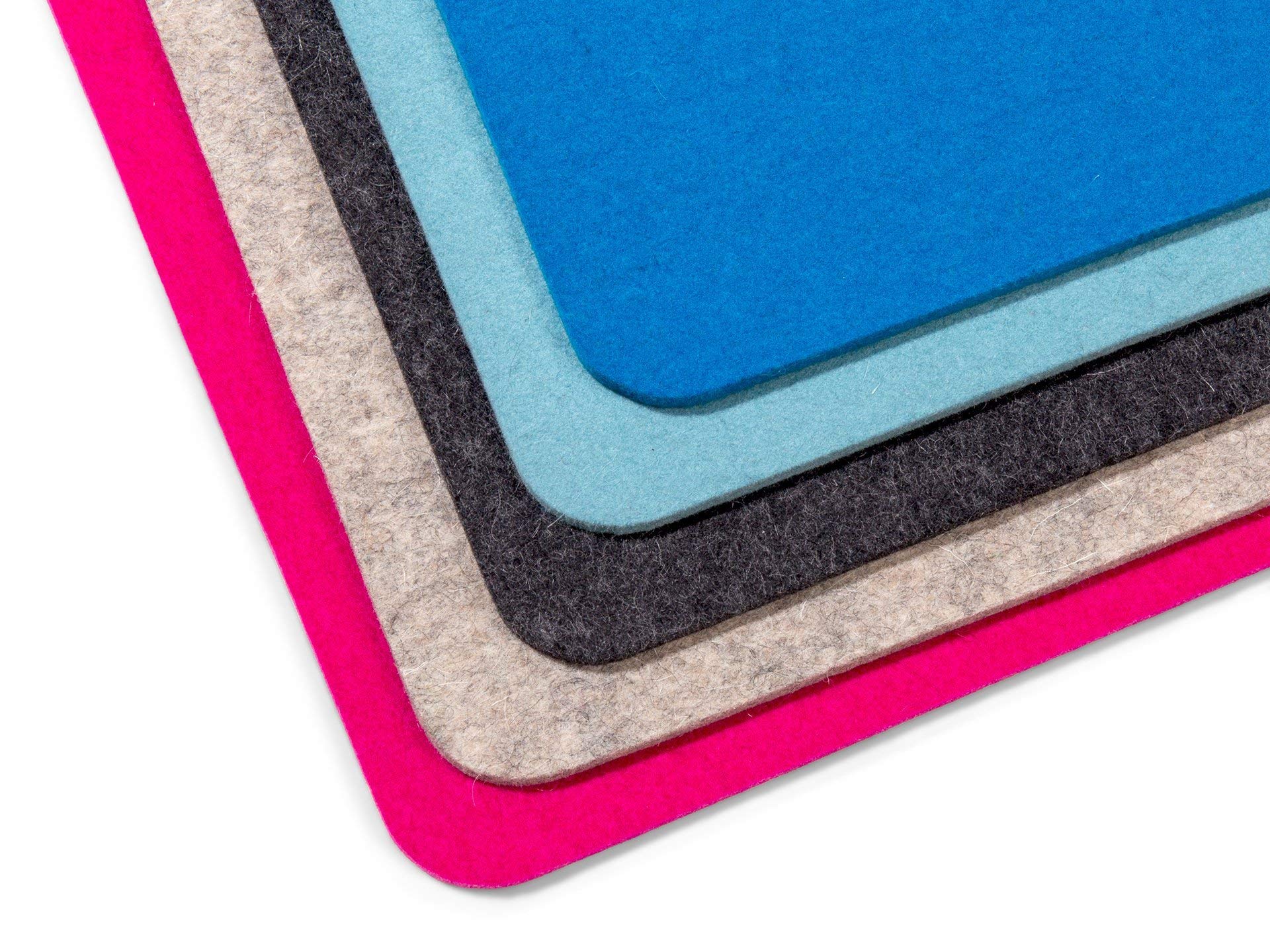 Filz-Sitzauflage für Stühle, quadratisches Sitzkissen aus 100% Wollfilz mit runden Ecken, auch als dekoratives Tischset geeignet, 33 cm x 33 cm (Pink)