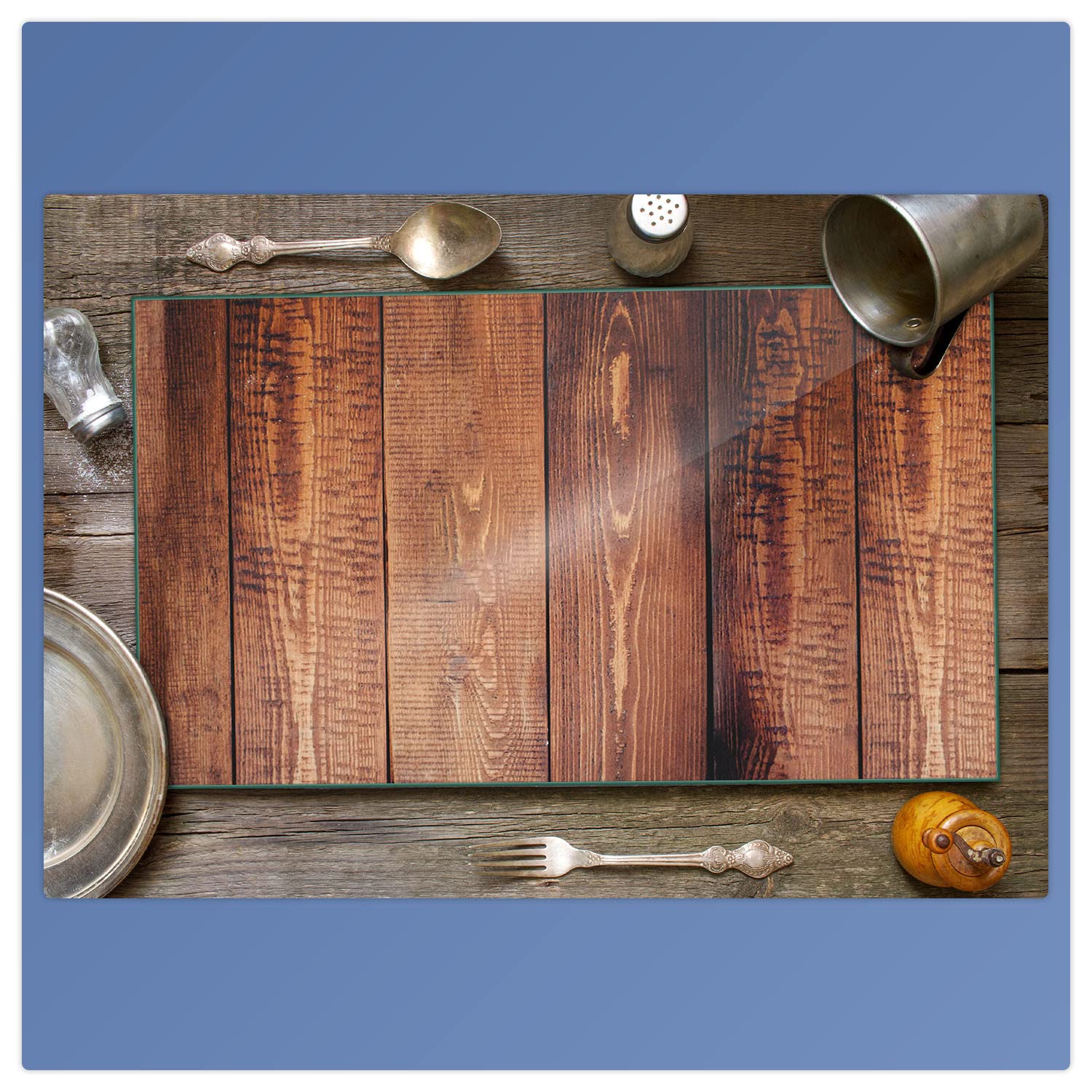 Piastra Copertura Per Piano Cottura In Vetro 60x52 Cm – Marrone Legno, Antigraffio, Multiuso