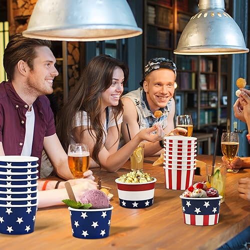 Miniatura 7 de 60 cuencos patrióticos desechables para el Día de la Independencia del 4 de julio, cuencos patrióticos desechables para sopa de helado para picnic,