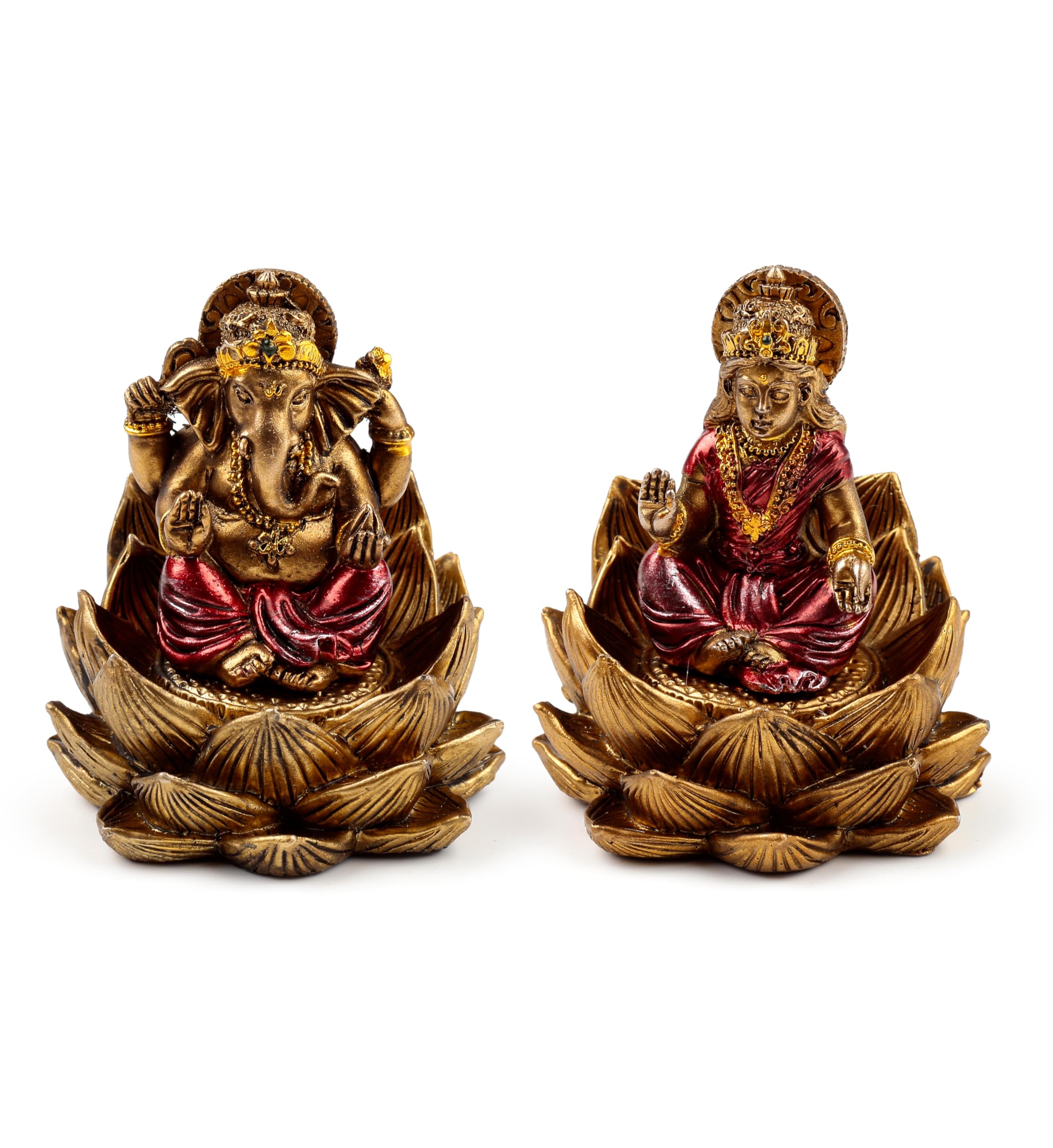 Puckator Gold Ganesh & Lakshmi Lotus Set of 2 - Ganesh Ganesha Idol Statue Statues For Home Decor - Ganapati Ganpati Indian Decoration Decorations Home -Hindu Gift Gifts Items For Women