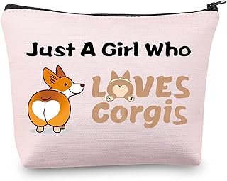 MBMSO Corgi Cosmetic Bag Corgi Gifts for Corgi Lovers Makeup Bag Just a Girl who Loves Corgi Pouch Bag, Just A Girl Who Loves Corgis, medium