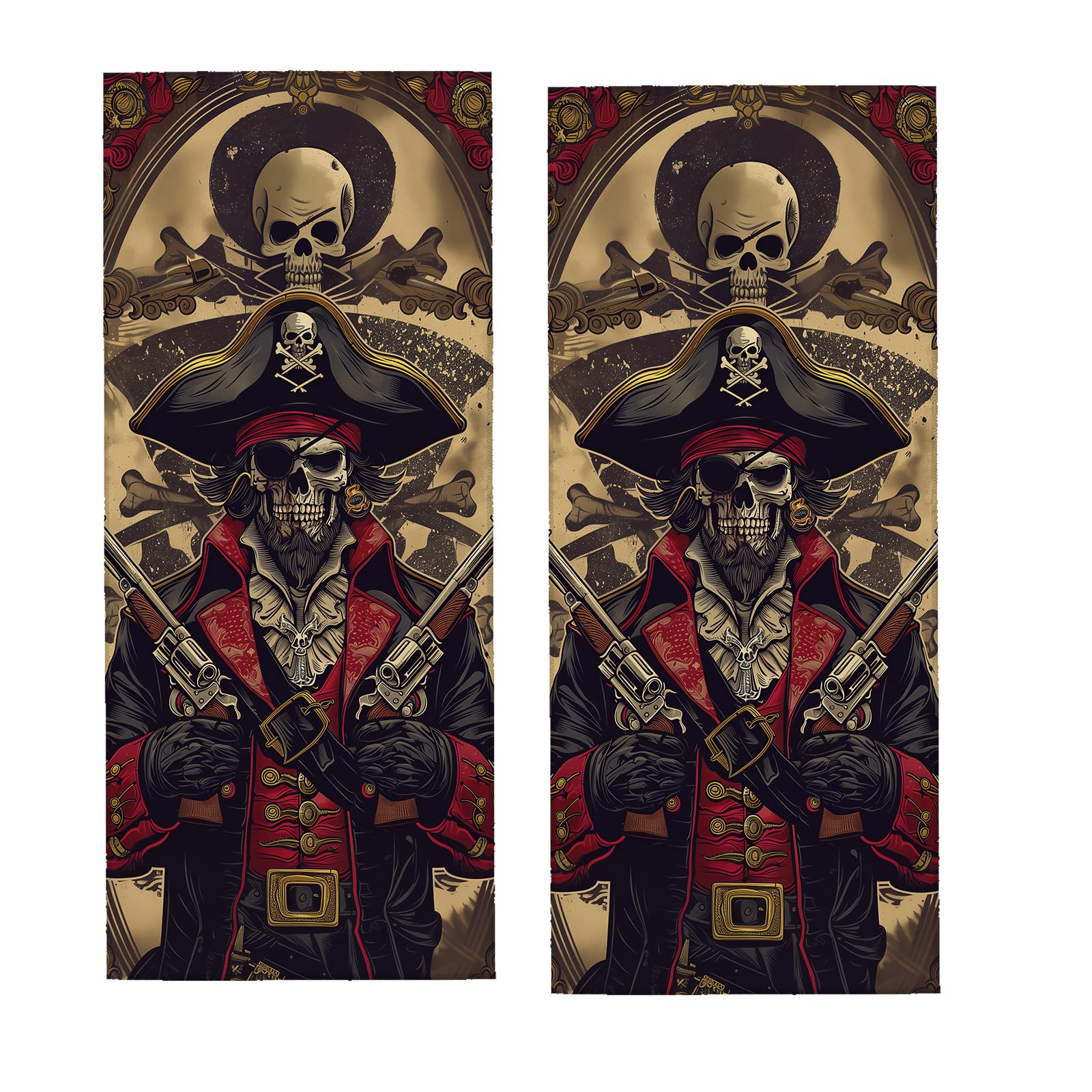 Zeleda Pirate Skull Hand Towel for Bathroom 2 Pack,Soft Microfiber Face Towels for Bath,Kitchen,Spa,and Gym,Decorative Absorbent Polyester Towels,