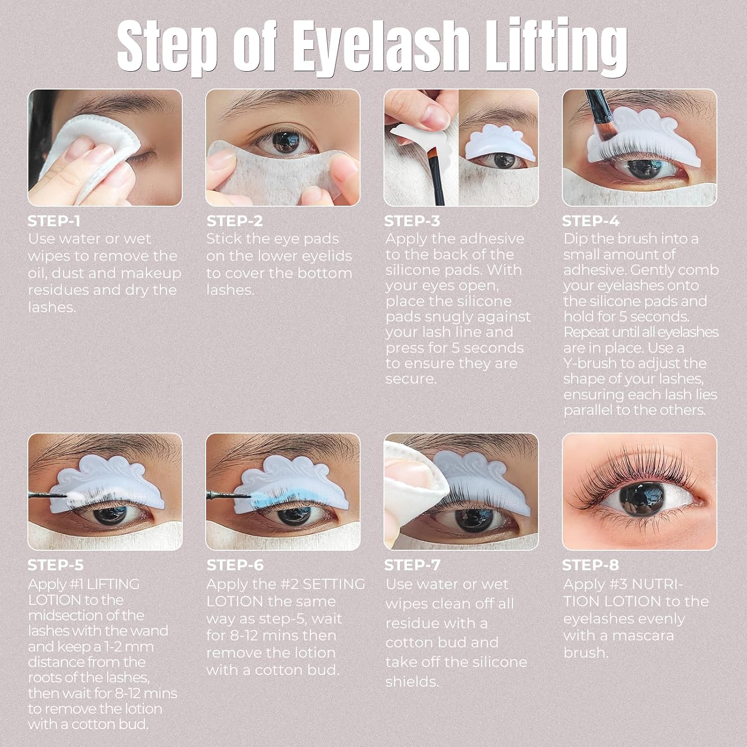 Libeauty Lash Lift Shield Lash Perm Pads 12 Pcs Open-Eye Eyelash Perming Curler Reusable Eyelash Pads Lifting Rods Pro & Beginners (White)