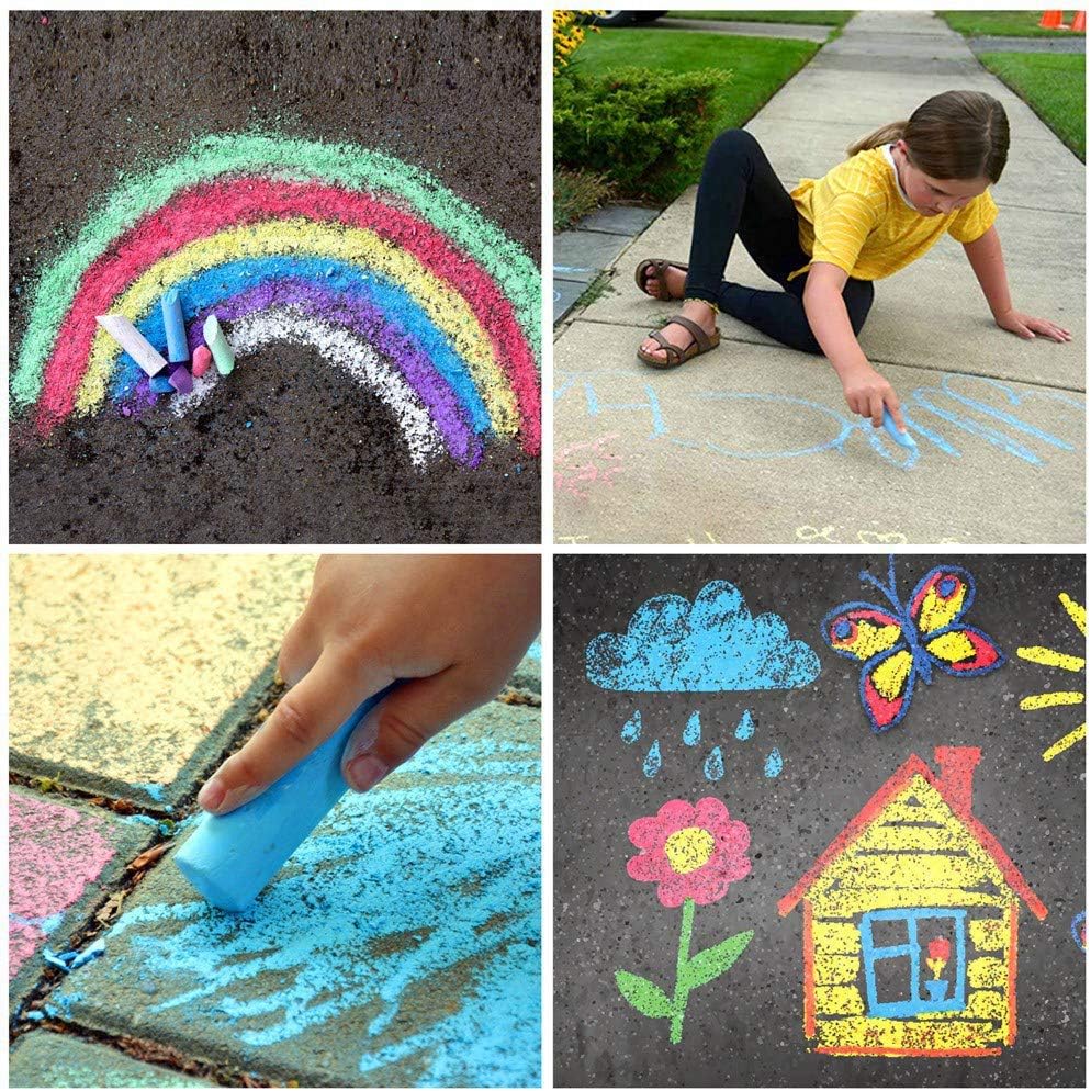 TUOKEOGO 7 Color Jumbo Sidewalk Chalk Set for Kids-38Pcs Portable Washable Sidewalk Chalks Bulk-Graffiti, Drawing, Blackboard, Teaching Chalk - Gift for Kids Indoor/Outdoor Games Art Street Chalks : Toys & Games