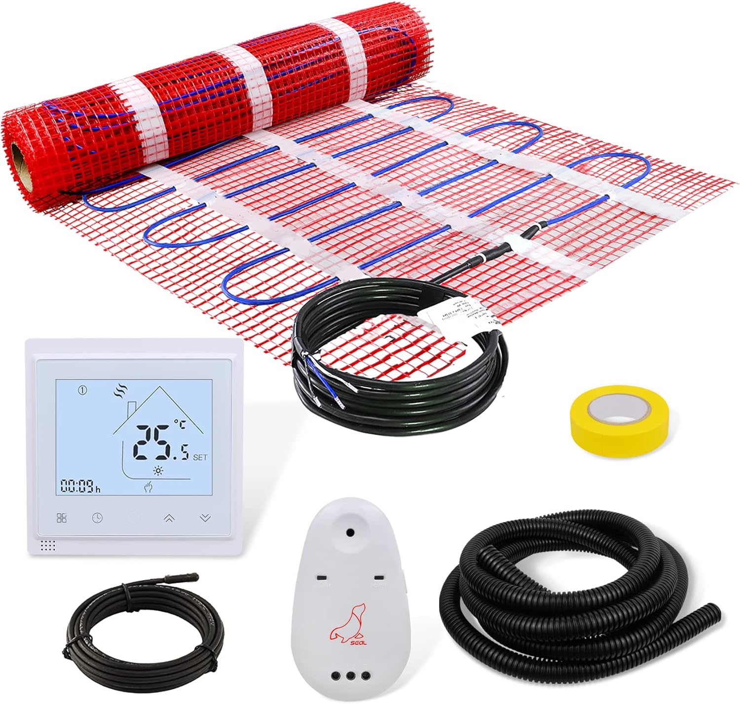 10 Sqft Floor Heat Mat Kit, 110v Electric Radiant Floor
