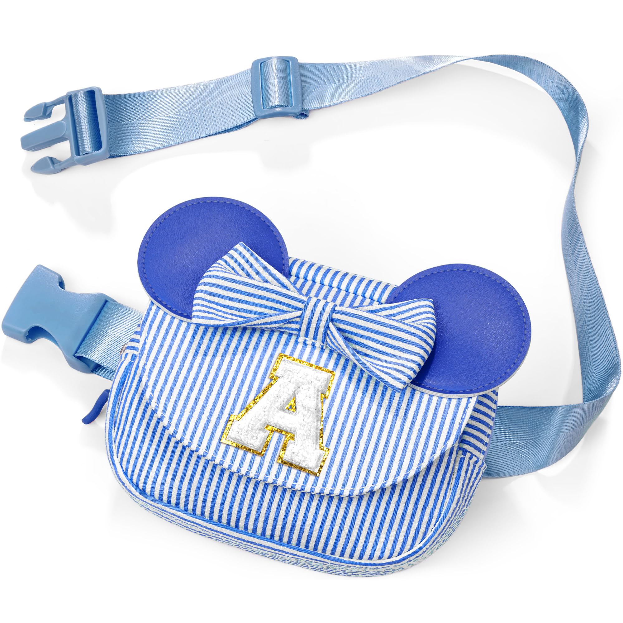 QLOVEA Birthday Gifts - Birthday Gift for 3 4 5 6 7 8 9 10 11 12 13 Year Old Girls, Initial Crossbody Bag Belt Bag Purse for Gifts for Kids Girl Blue