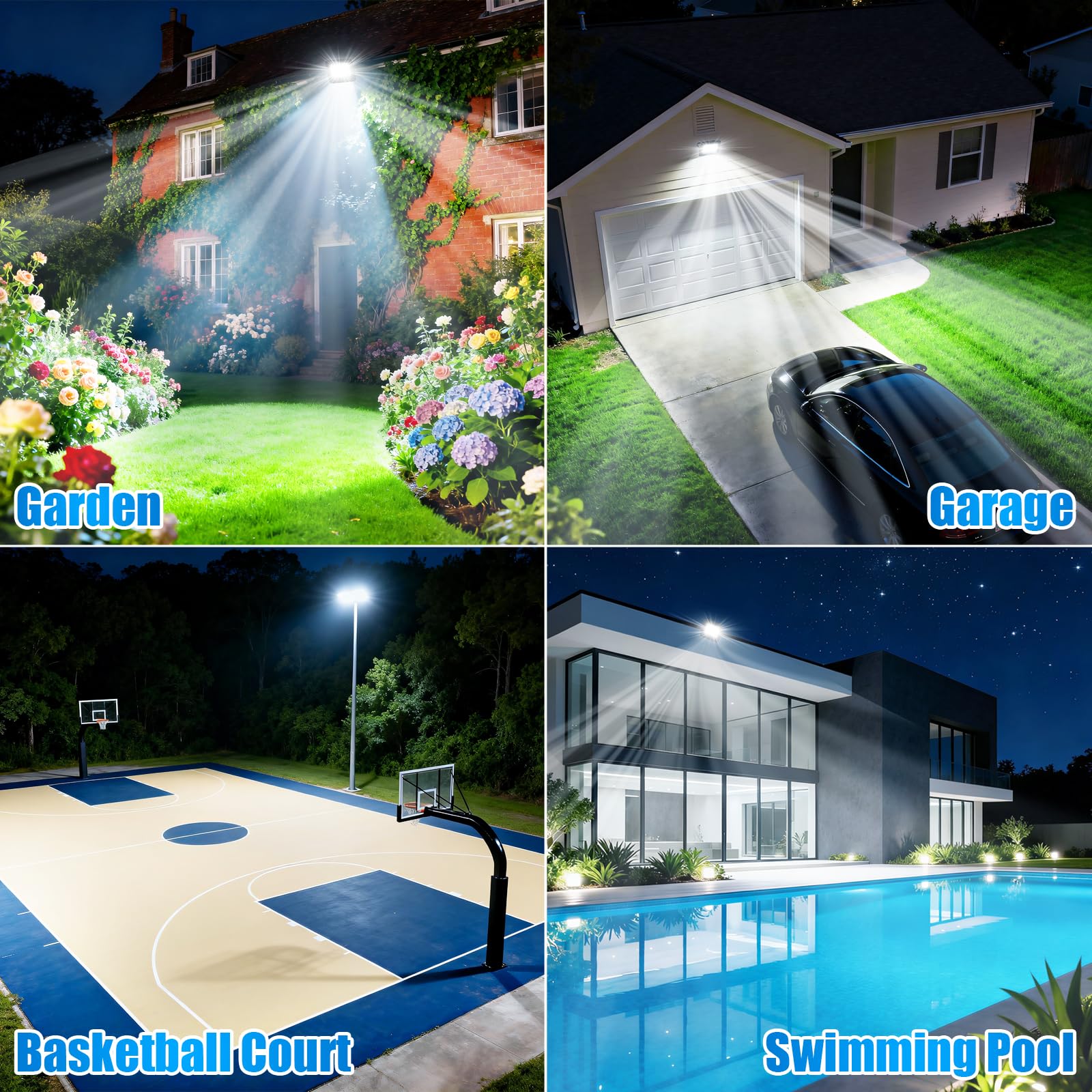 2 Piezas Focos LED Exterior 200W, Foco Proyector Led Blanco Fría 6500K, 20000LM Foco LED, IP65 Impermeable Proyector LED exterior para Patio, Terraza, Jardín, Garaje, Naves