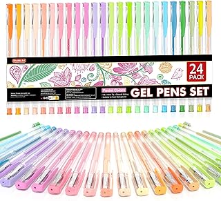 Shuttle Art Pastel Gel Pens Set, 24 Pastel Colours Gel Pen for Black Paper, Coloured Gel Colouring Pens for Adults Colouring Books Drawing Doodling Crafts Scrapbooking Journaling