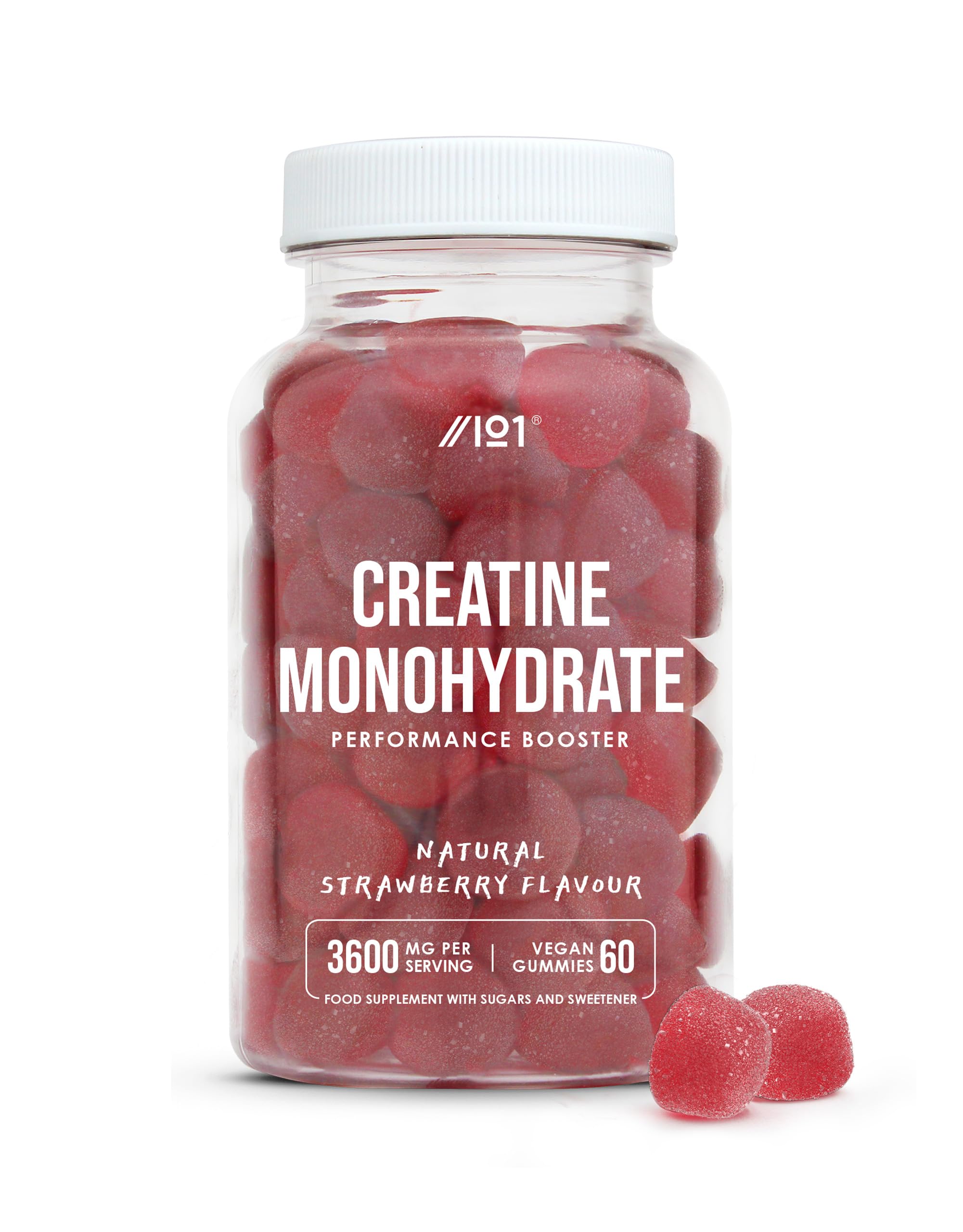 Creatine Monohydrate Gummies 3600mg – Proven to Increase Physical Performance – 60 Vegan Gummies – By Alpha01
