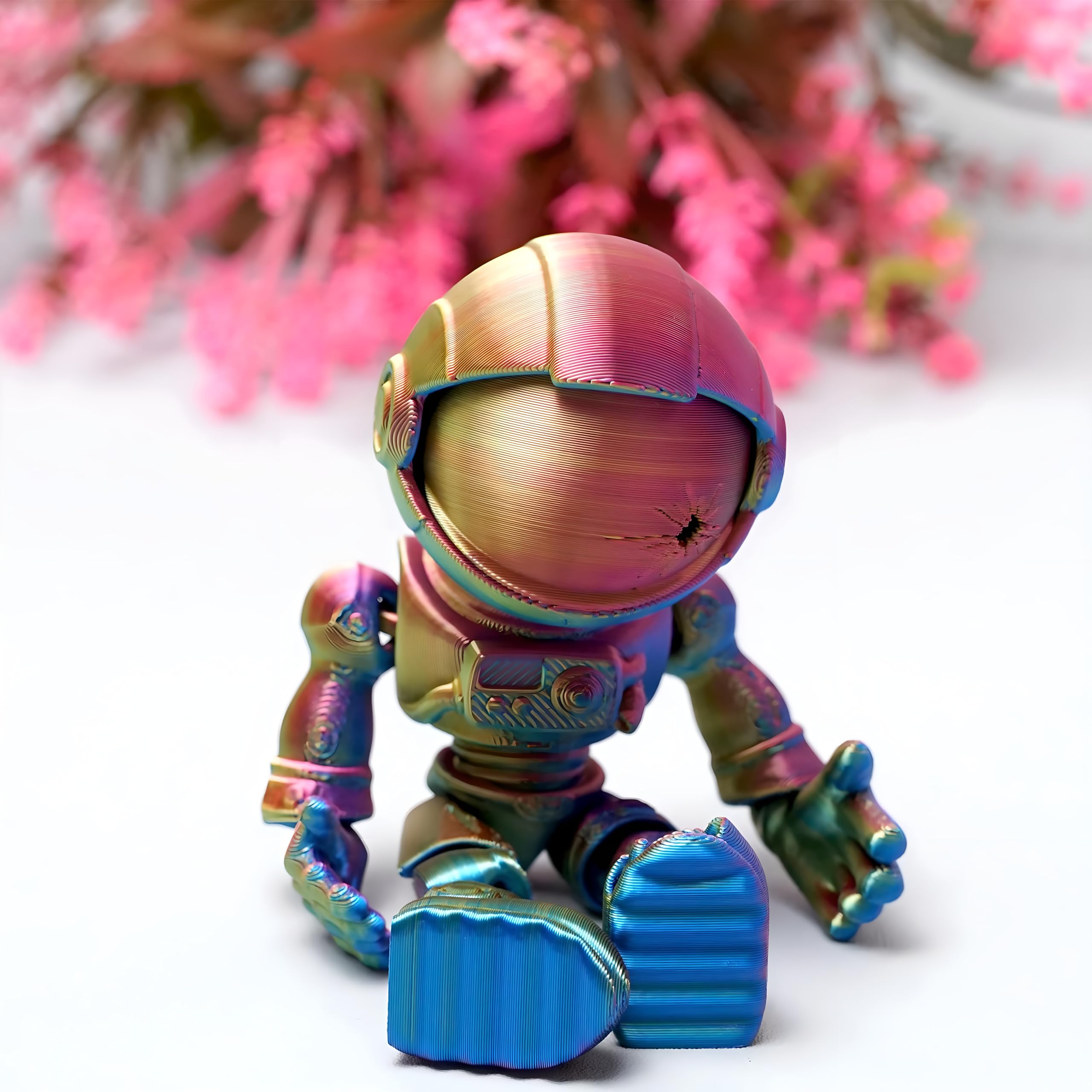 SHEETA 5 Inch 3D Printed Space Zombie Astronaut Fidget Toy, Flexible Articulated Skeleton Figurine, Poseable Halloween Desk Décor, Sci-Fi Collectible Gift for Teens Adults Men Women (Red Yellow Blue)