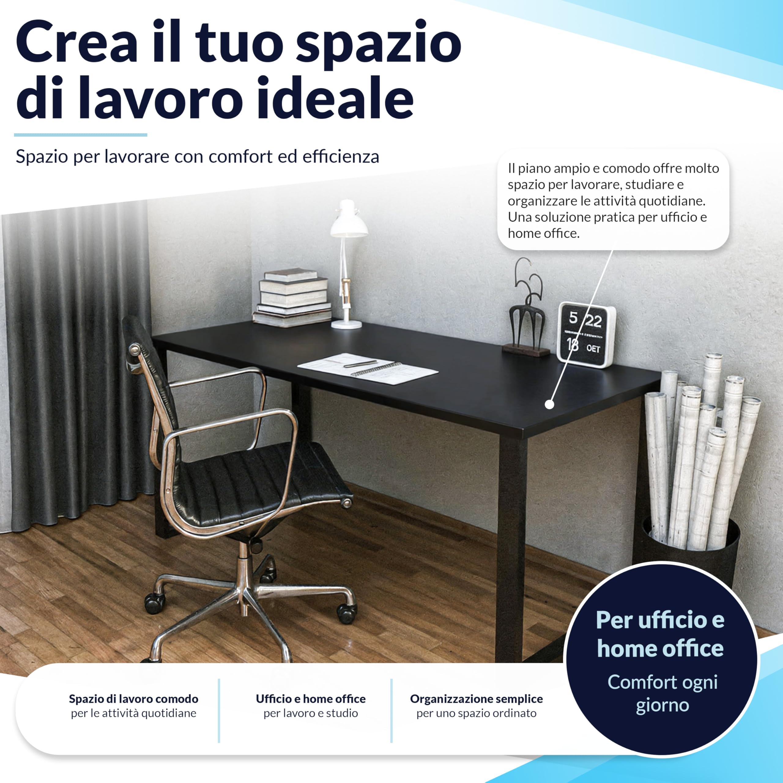 POKAR Piano da Tavolo 120x80 cm | Piano per Scrivania Spessore 25 mm | Perfetto per Scrivania Regolabile in Altezza e Tavolo da Pranzo | Resistente e Stabile | Prodotto in Europa | Quercia Davos