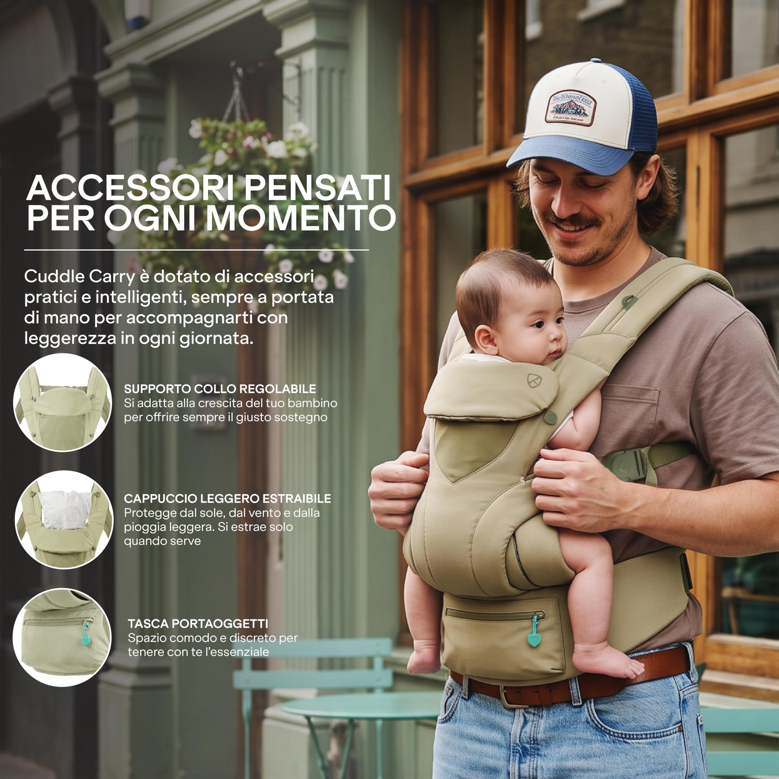 Koala Babycare Marsupio Neonato 0-36 Mesi Ergonomico da 3.2 a 20 kg - Marsupio Bambino con Seduta Evolutiva Regolabile in 3 Misure - Baby Carrier Cuore a Cuore, Fronte Mondo e Schiena