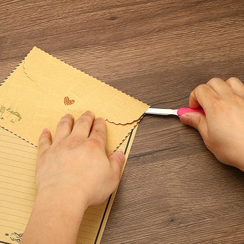 Miniatura 5 de PATIKIL Abrecartas 4 piezas de acero inoxidable sobre mango ligero para caja abierta azul