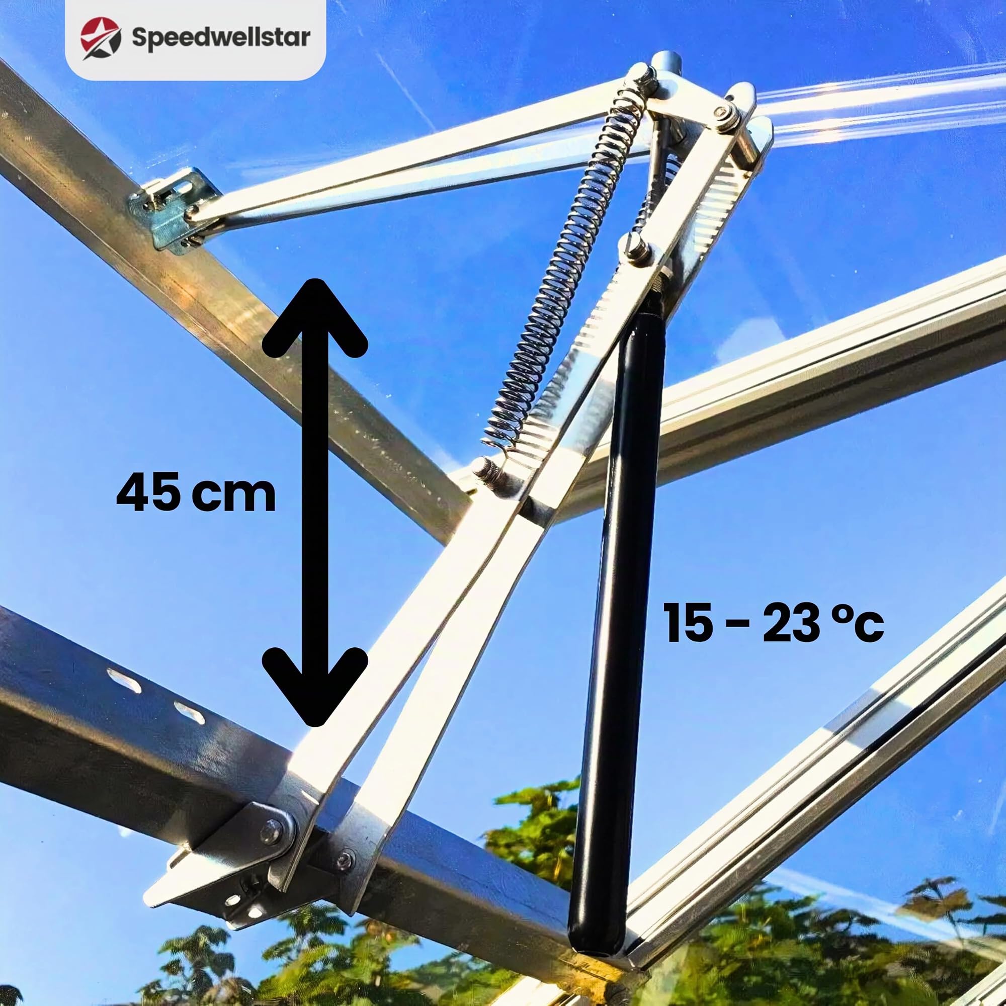 Ouvre Fenêtre Serre Automatique – 15 kg Double Ressort, Fonctionnement Solaire, Température Réglable, par Speedwellstar
