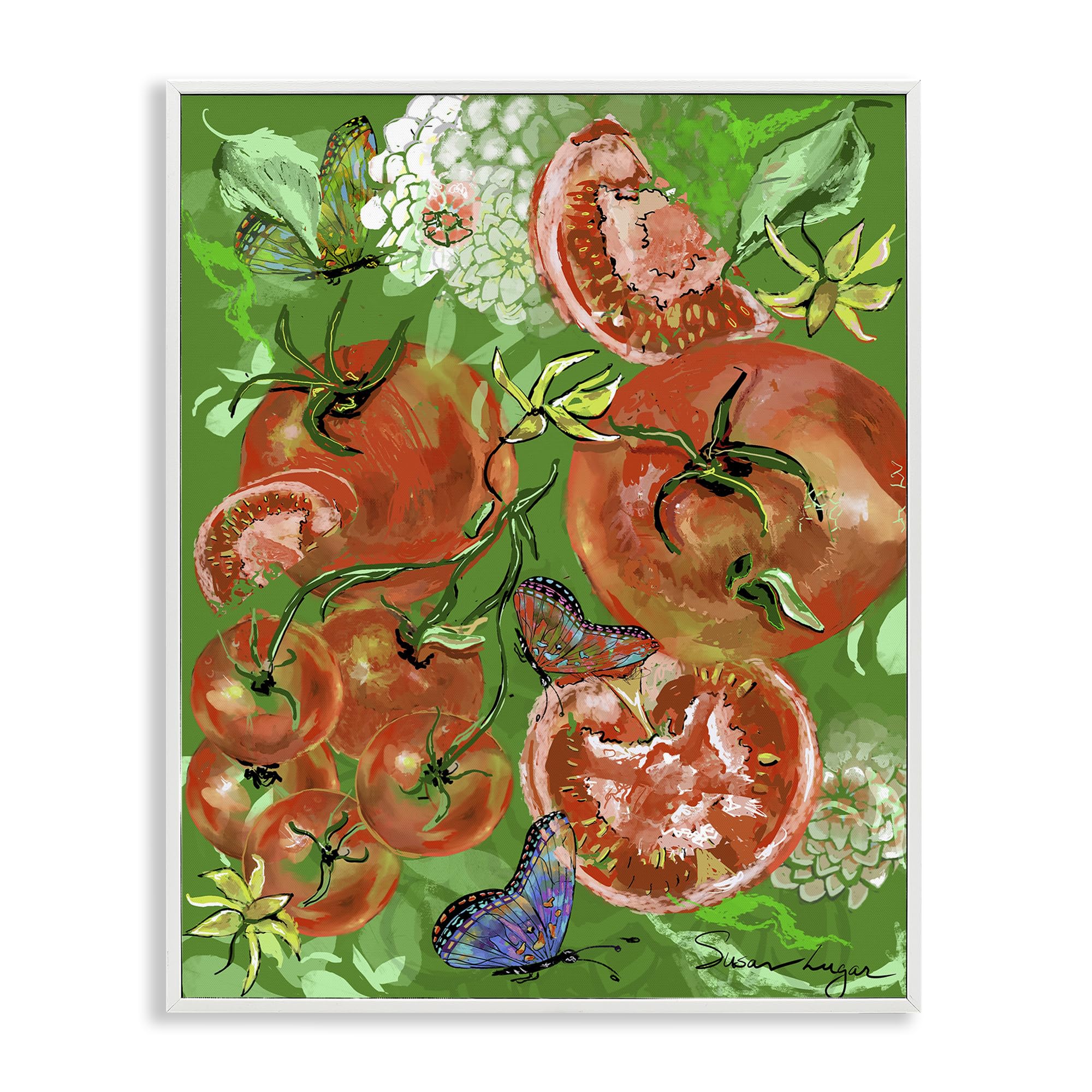 Stupell Industries Coastal White (Textured) 'Tomatoes Swirl Collage'| Framed Giclee Art