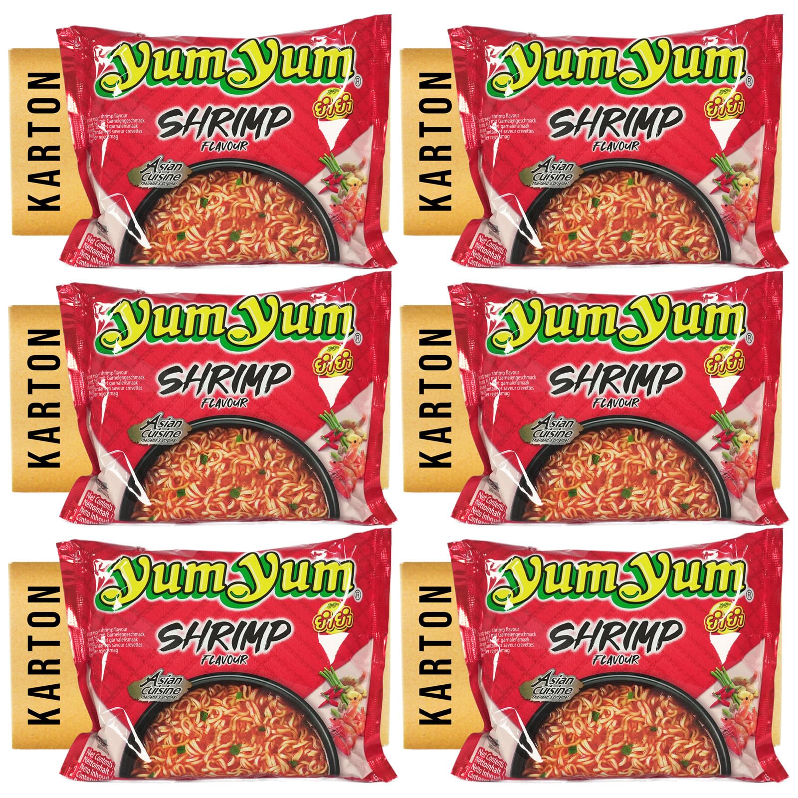 180er Pack (180x60g) Yum Yum Shrimps Geschmack Instant Nudelsuppe (Papa Vo ®)