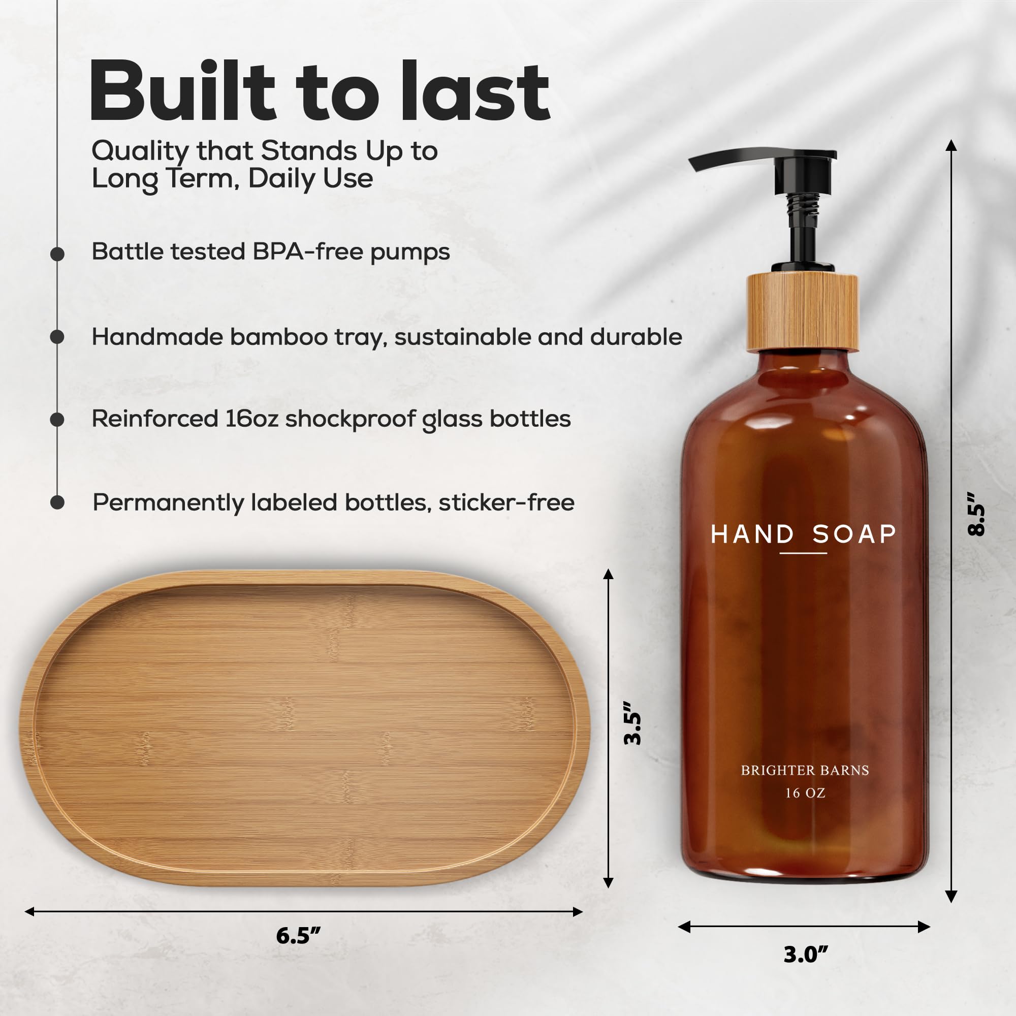 KPPTYTY Bamboo Soap Dispenser Tray, Bathroom & Kitchen Tray, Sink