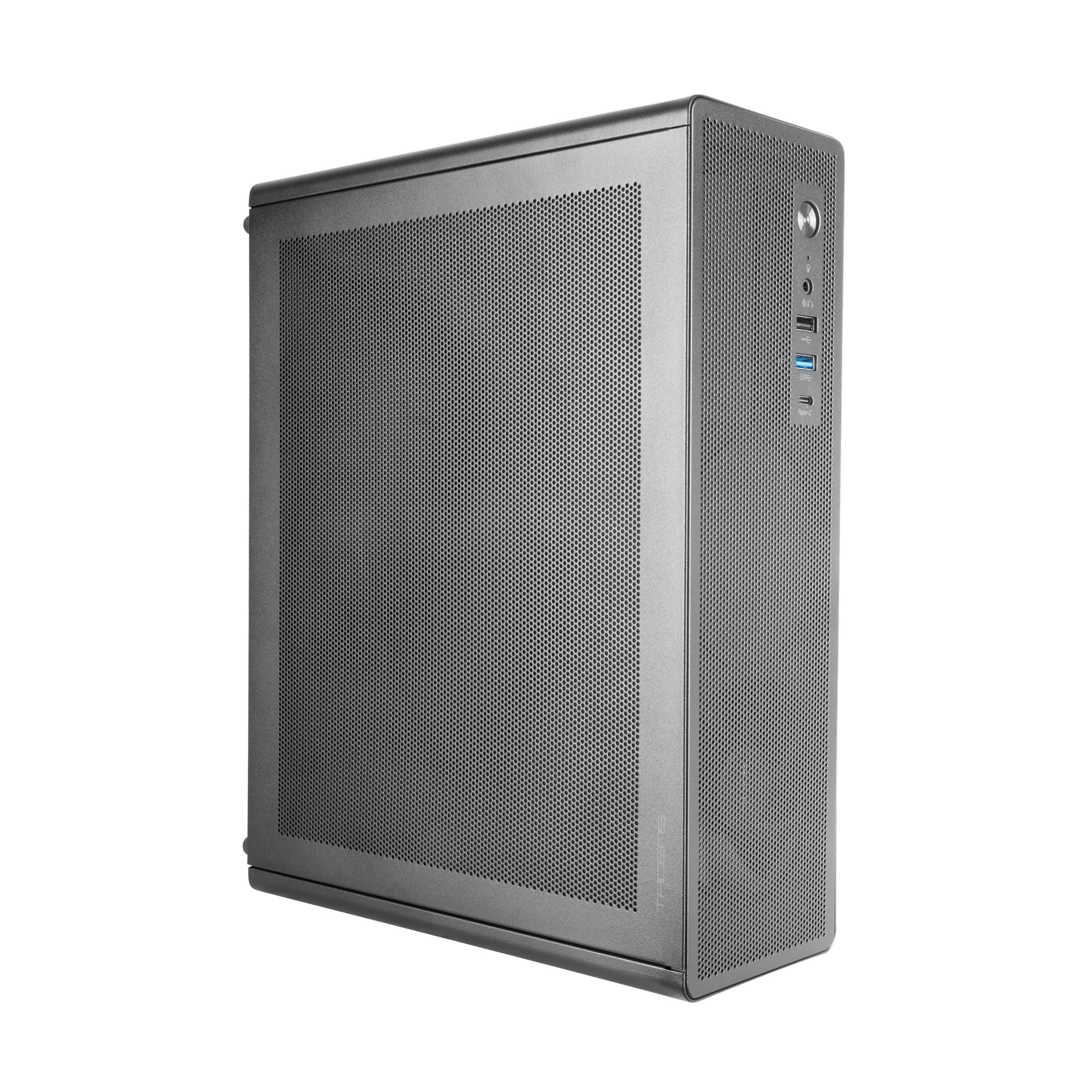 Tacens AEROSLIM500, PC-Gehäuse MicroATX, Staubschutz-Mesh-Panels, TFX-Netzteil 500W, Frontlüfter FDB 90mm, Slim-Minitower kompatibel mit MicroATX und Mini-ITX, USB-C und USB 3.0, Schwarz