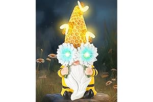 Garden Gnomes Mr.Bee Gnome Outdoor Clearance With Solar Bee Lights