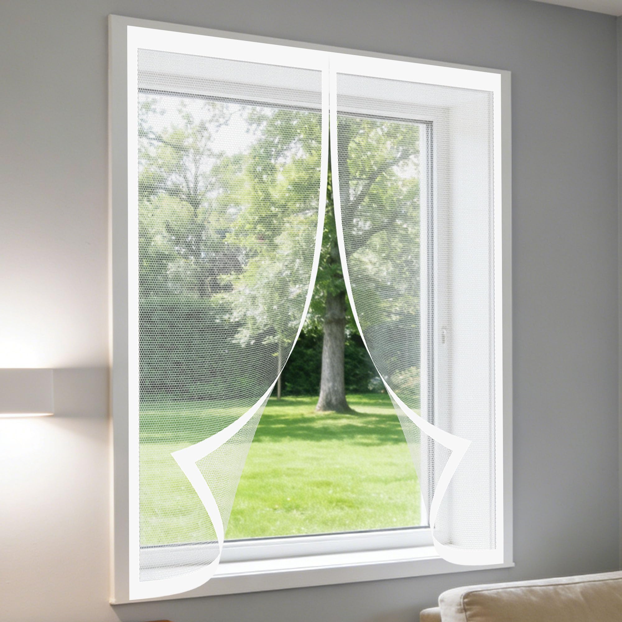 Fenêtre moustiquaire 135x125 cm blanc sans percer avec fermeture aimantée