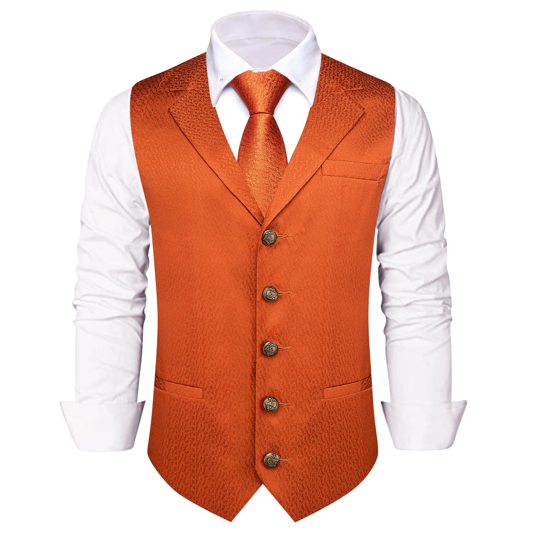YourTies Set di cravatte da uomo con colletto a scialle, in seta, formale, gilet, fazzoletto, gemelli, spilla da bavero, per feste e matrimoni